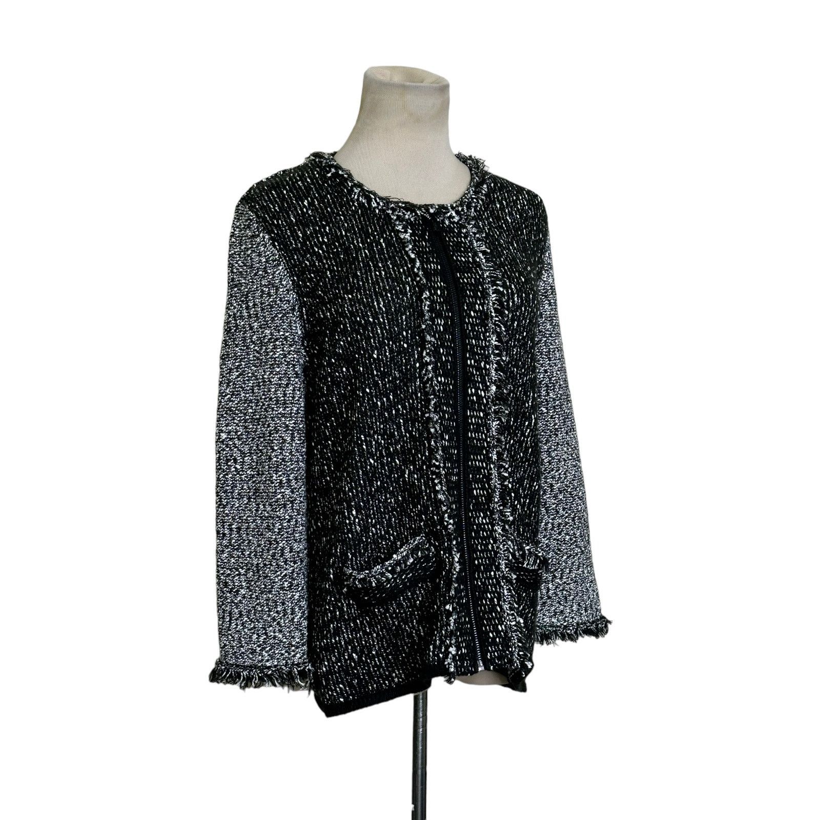 Karl Lagerfeld Karl Lagerfeld Two Tone Full Zip Knit Jacket size Small Size S / US 4 / IT 40 - 10 Thumbnail