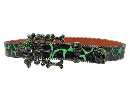 Japanese Brand Kitazawa x Eri Western Toxic Skull Gothic Rhinestone Belts Size ONE SIZE - 4 Thumbnail
