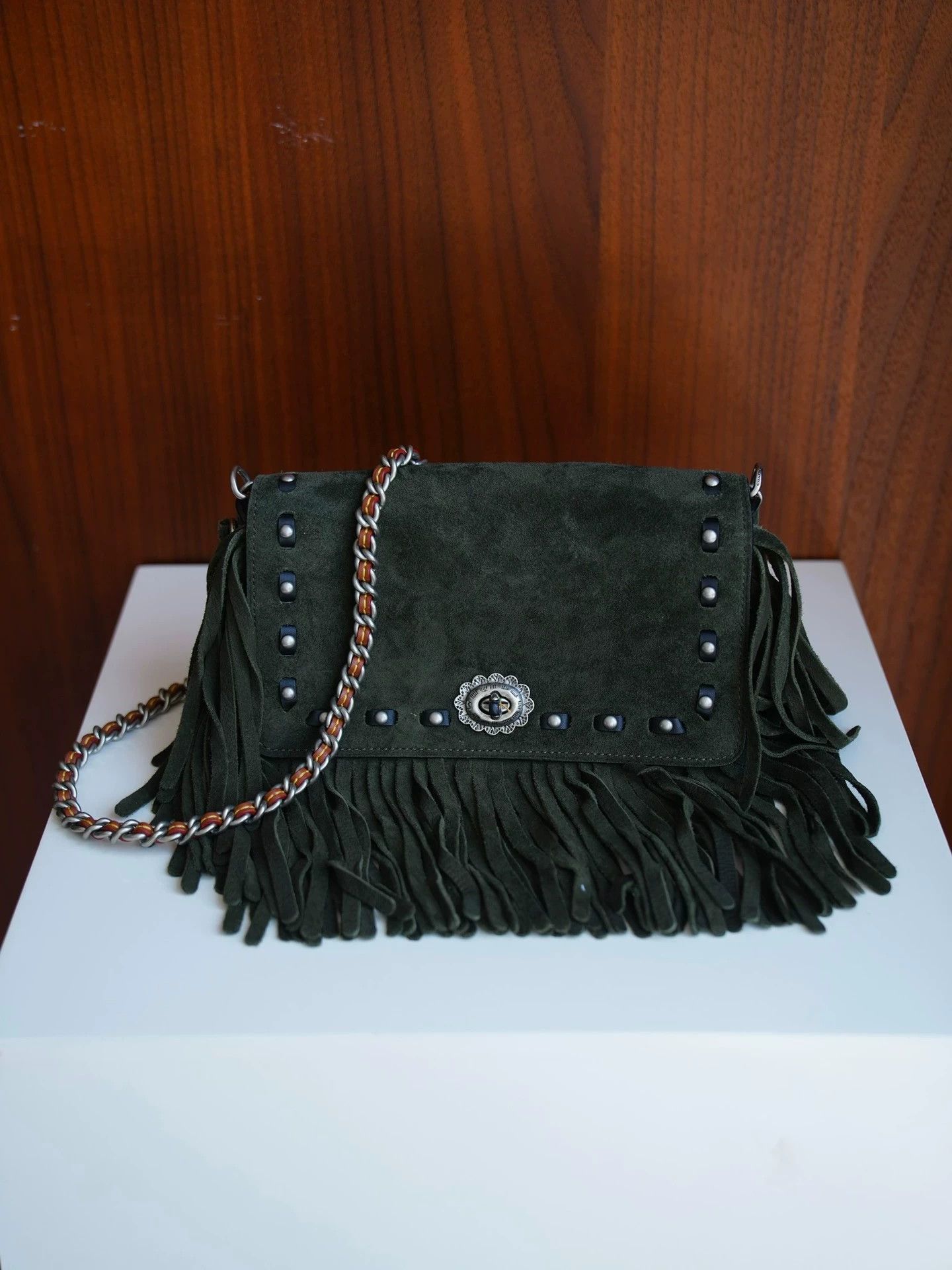 Coach COACH 1941 Vintage Saddle Bag Deep Green Suede Tassel Size ONE SIZE - 2 Thumbnail