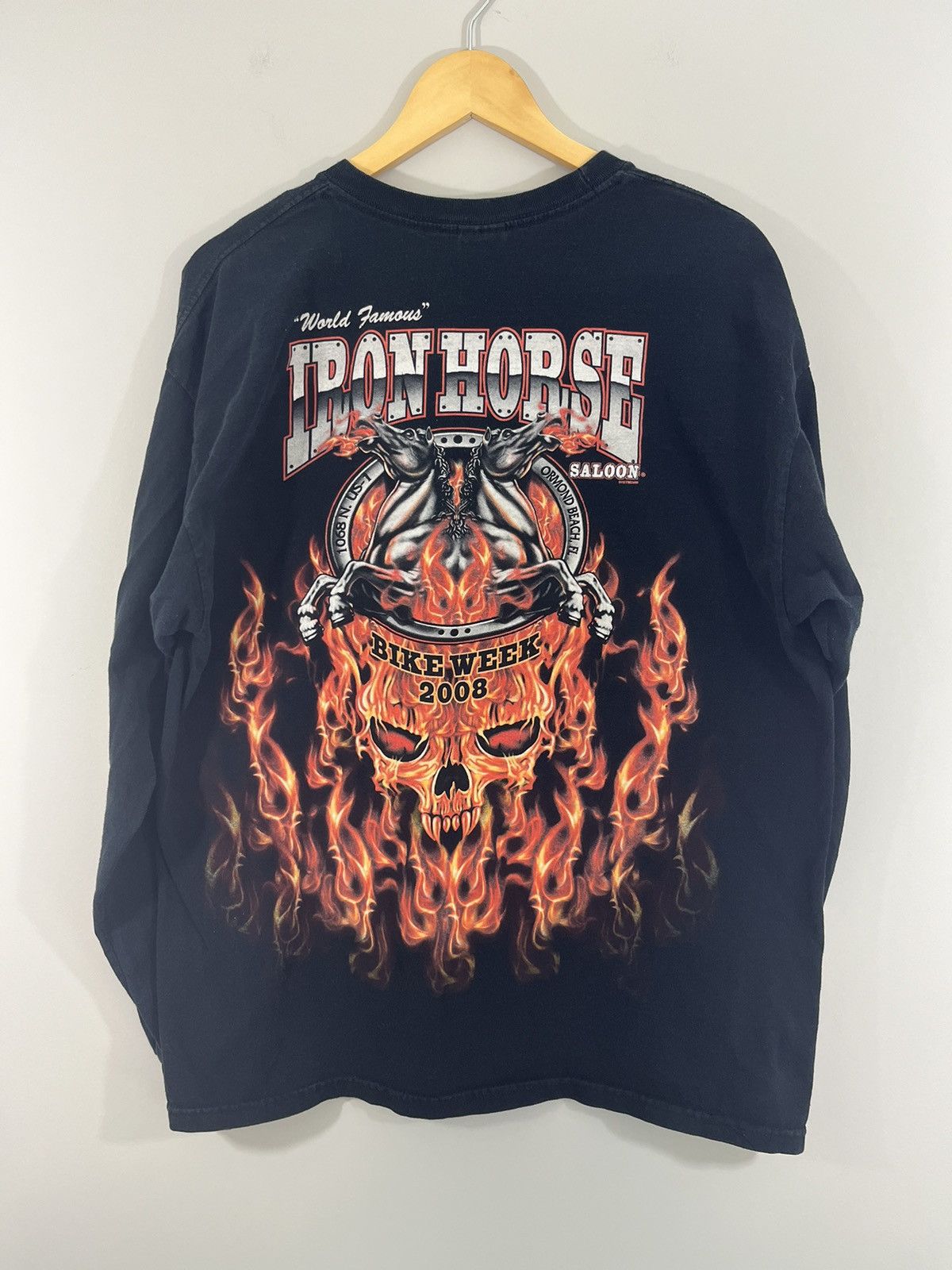 Vintage Iron Horse Bike Week Flaming Skull Y2K Long Sleeve Shirt Size US XL / EU 56 / 4 - 1 Thumbnail