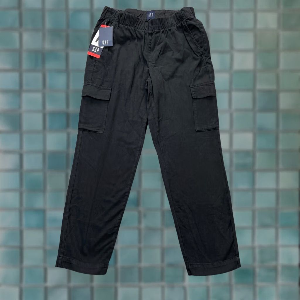 Gap Gap Mens Medium Black Cargo Straight Leg Elastic Waist Classic Casual Pants Size US 31 - 1 Thumbnail