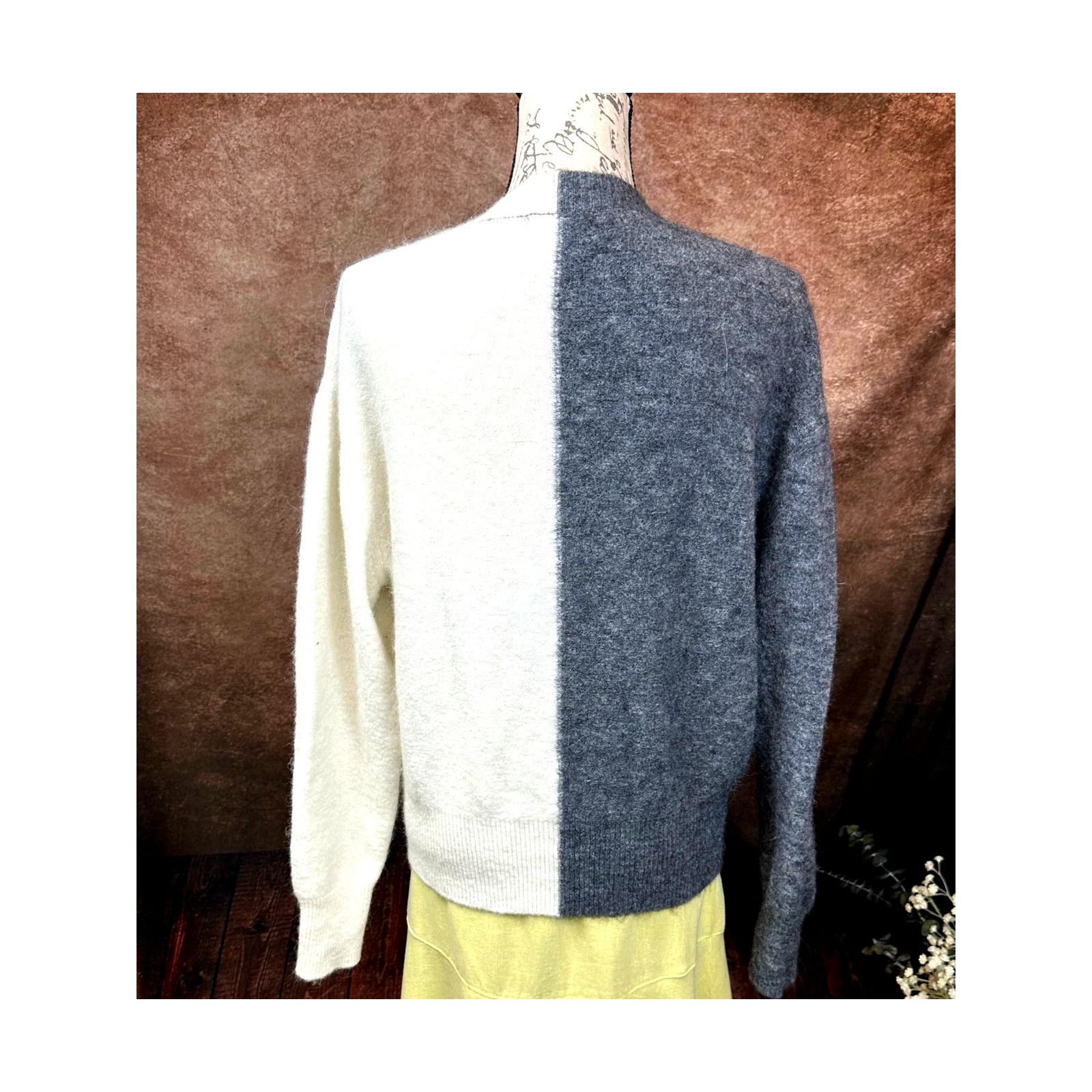 Other V Neck Sweater Two Tone Alpaka Bartolini Made in Italy L Size L / US 10 / IT 46 - 8 Thumbnail