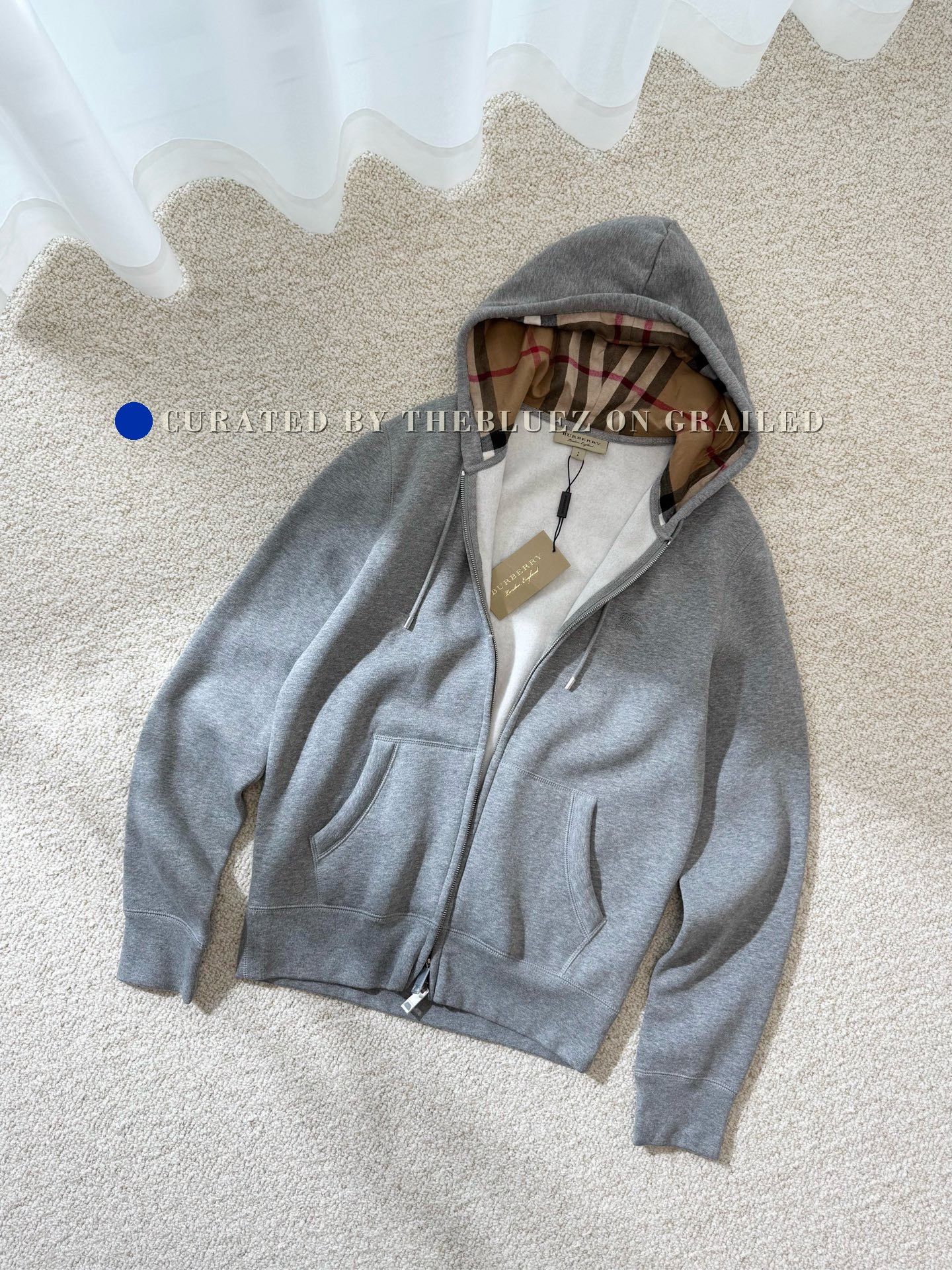 BURBERRYS バーバリー　ジップアップジャケット グレー Burberry Burberry Grey Zip up Hoodie | Grailed
