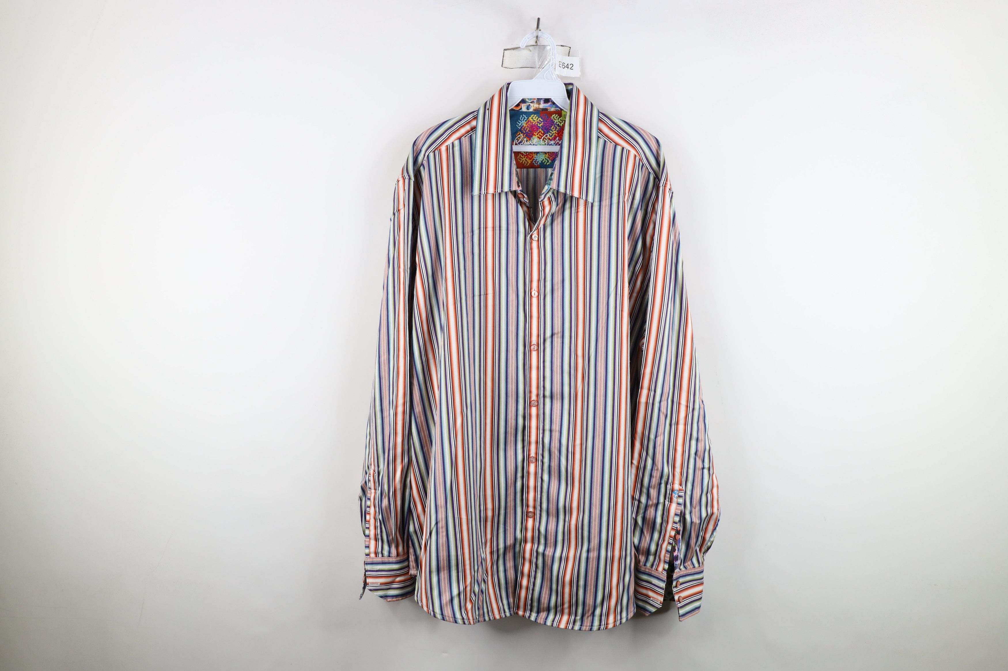 Robert Graham Robert Graham Fit Rainbow Striped Flip Cuff Button Shirt Size US XXL / EU 58 / 5 - 1 Thumbnail
