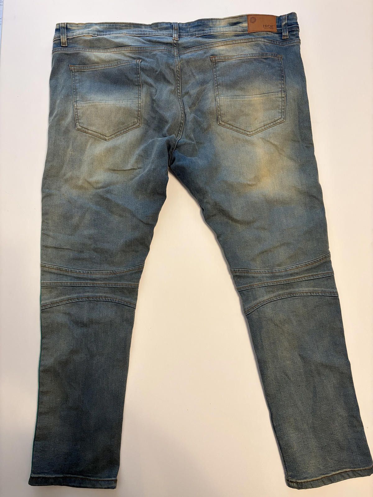 Fotus Focus Men's Moto Biker Side Stripes Jeans (Size 44x32) Size US 44 / EU 60 - 3 Thumbnail