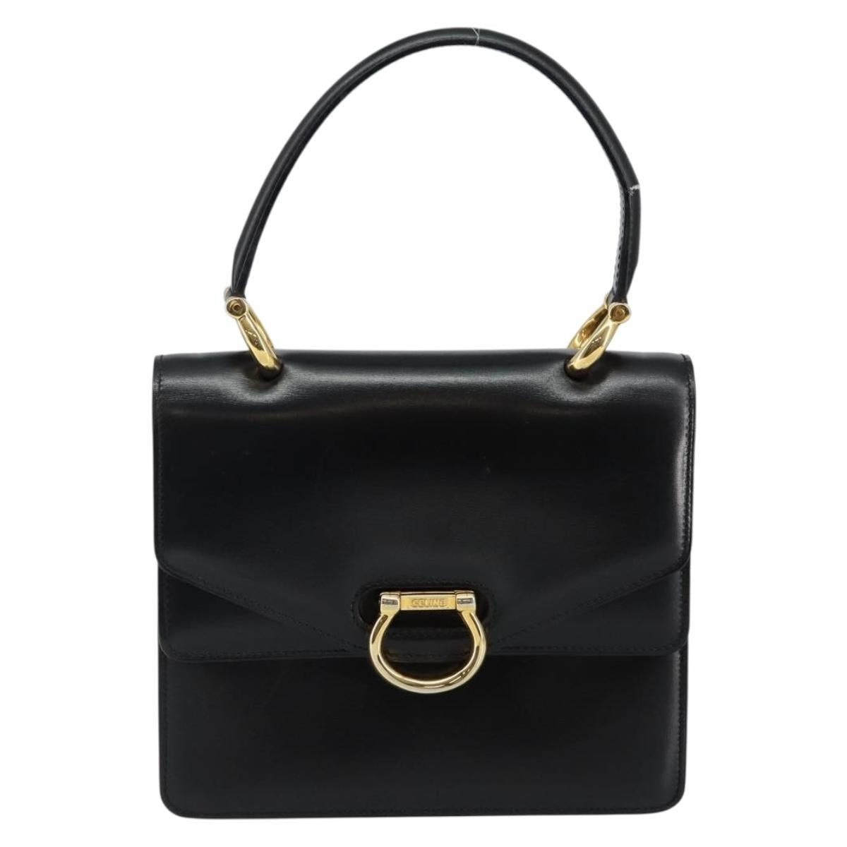 Celine CELINE Hand Bag Leather Black Gold Size ONE SIZE - 2 Thumbnail