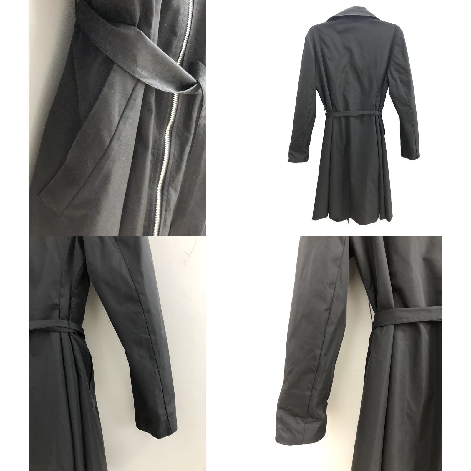 Vintage Samuel Dong Womens Large Coat Belted Fit & Flare Jacket Black & Silver Hardware Size L / US 10 / IT 46 - 8 Thumbnail