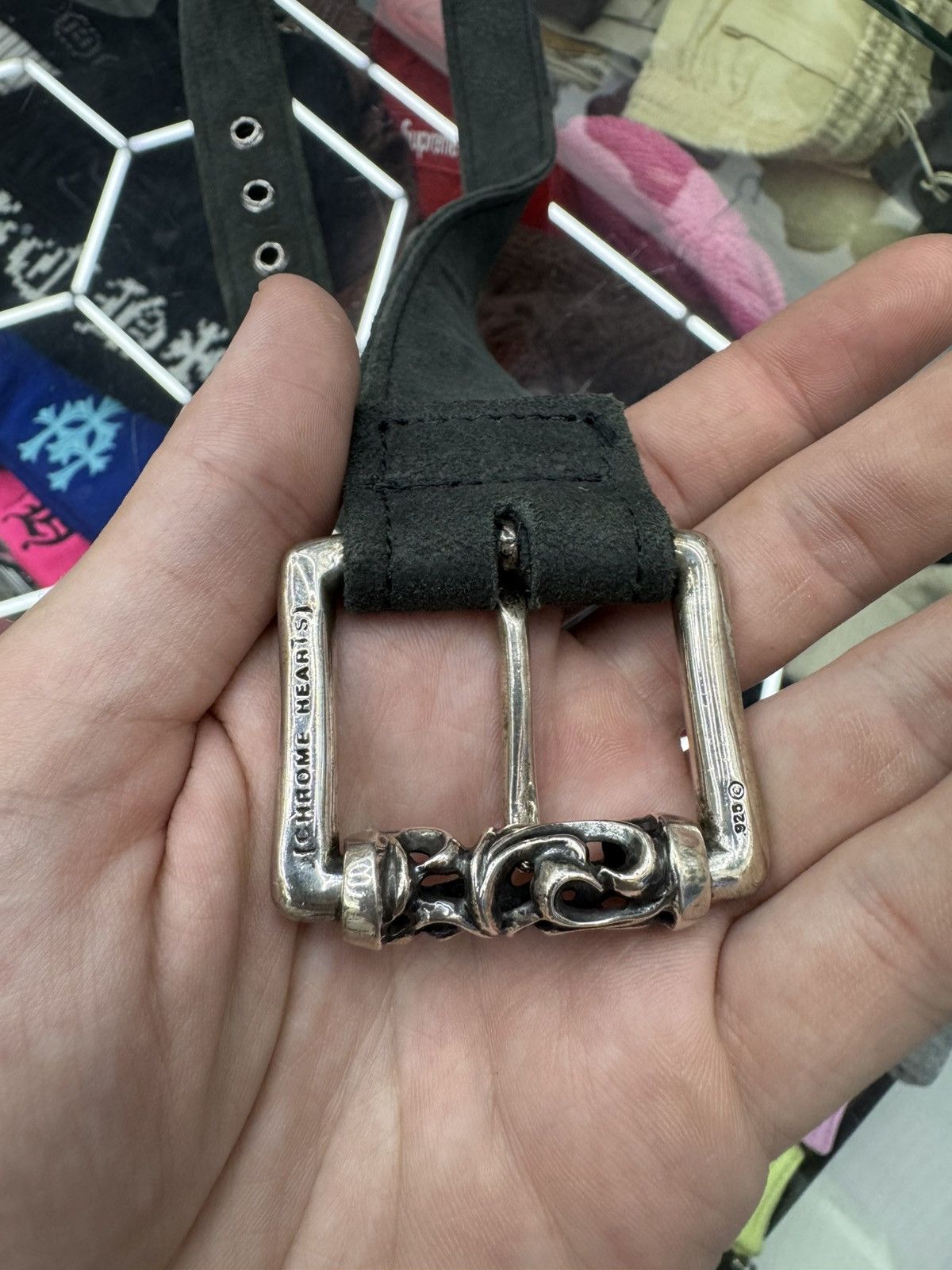 Chrome Hearts Chrome Hearts Grey Suede Roller Belt Size 32 - 5 Thumbnail