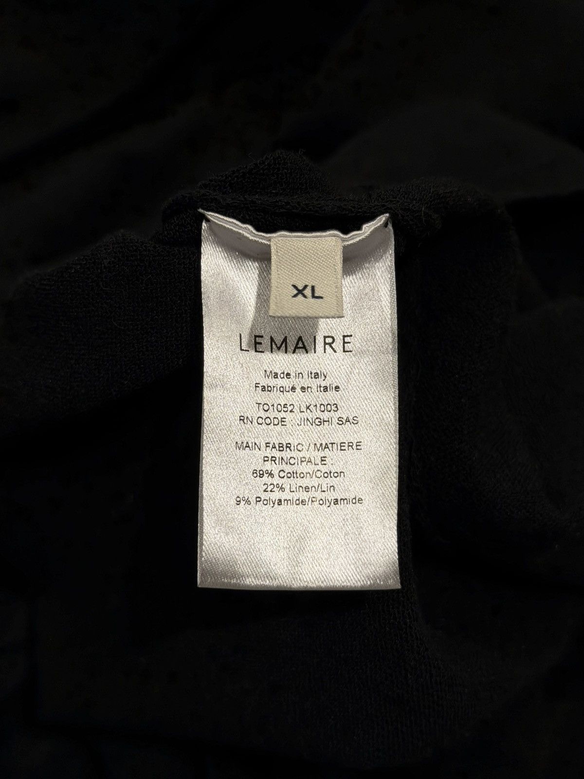 Lemaire Lemaire Boxy Thin Black Round Neck Pullover Sweater Size US XL / EU 56 / 4 - 15 Thumbnail
