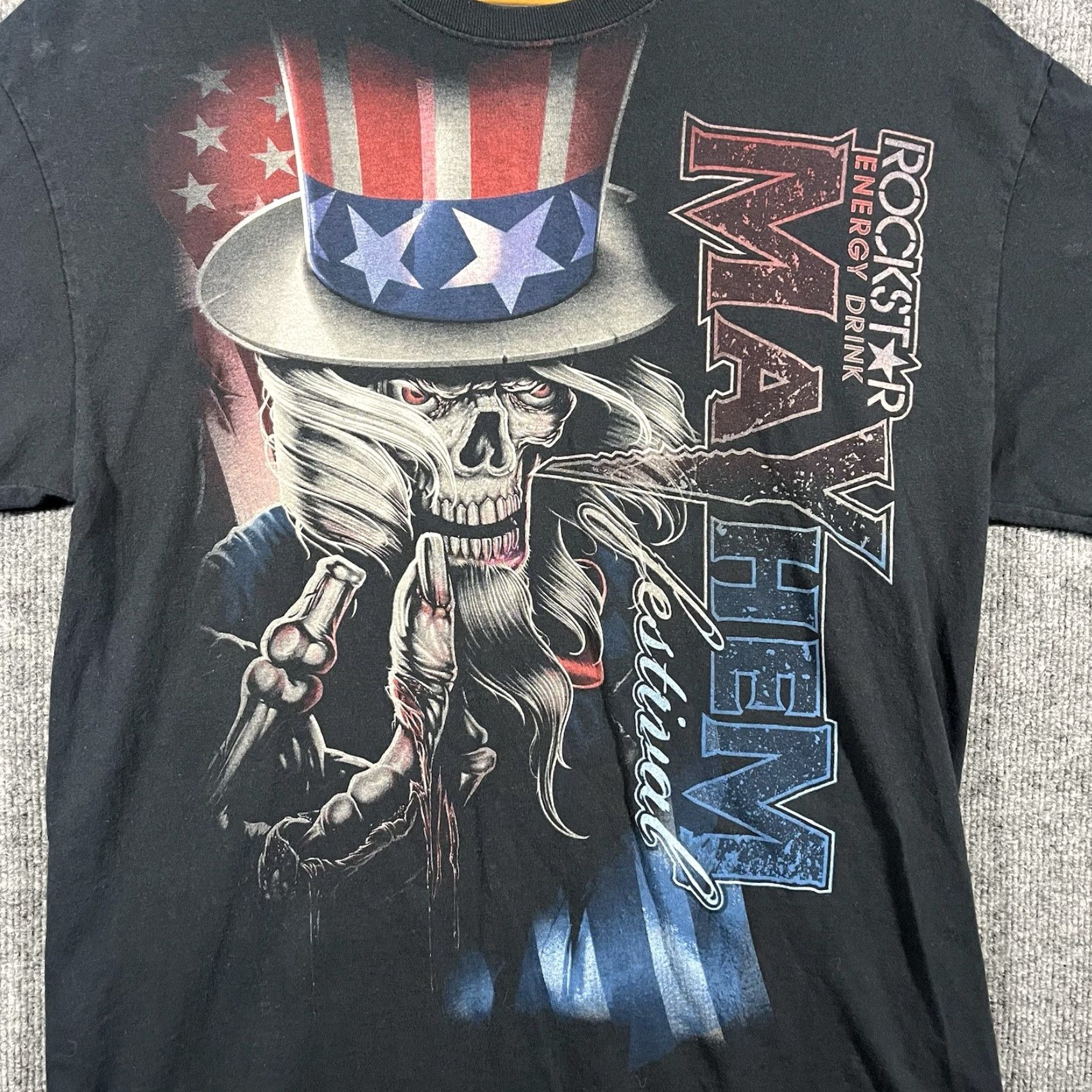 Vintage VINTAGE Rockstar Energy T-Shirt Mens L Black Rock Band Grunge Korn Mayhem Festival 2010s Crew Neck Short Sleeve Skull Logo Graphic Print Cotton Size US L / EU 52-54 / 3 - 2 Thumbnail