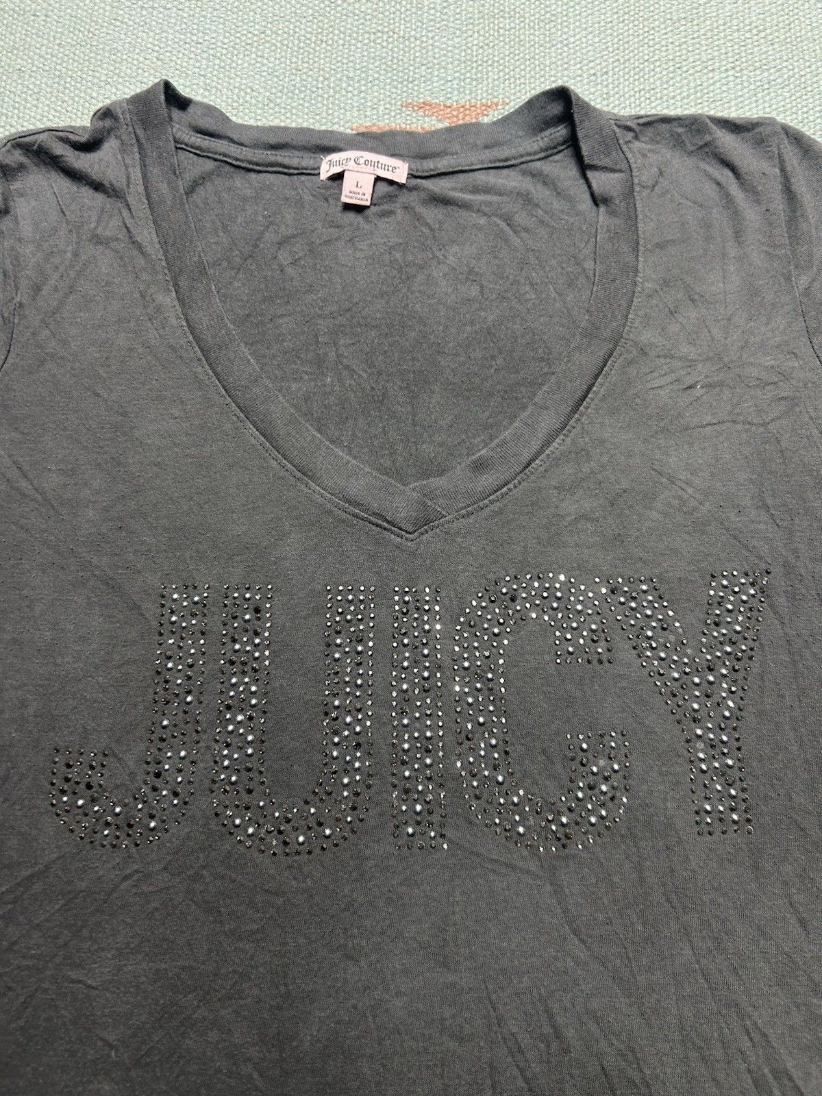 Juicy Couture Juicy couture v neck t shirt rhinestone logo y2k soft Large Size L / US 10 / IT 46 - 2 Thumbnail