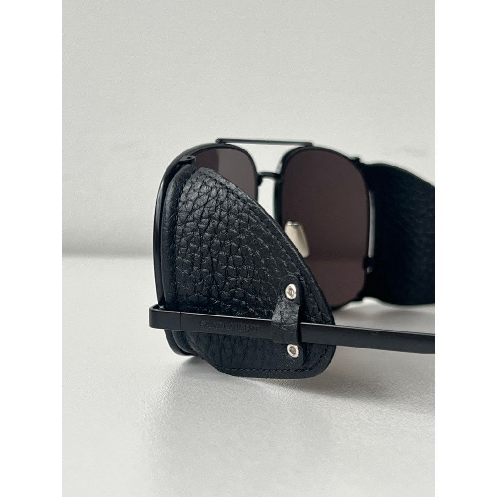 Saint Laurent Paris NEW Saint Laurent SL653 Leon Shield Aviator Sunglasses Black Size ONE SIZE - 8 Thumbnail
