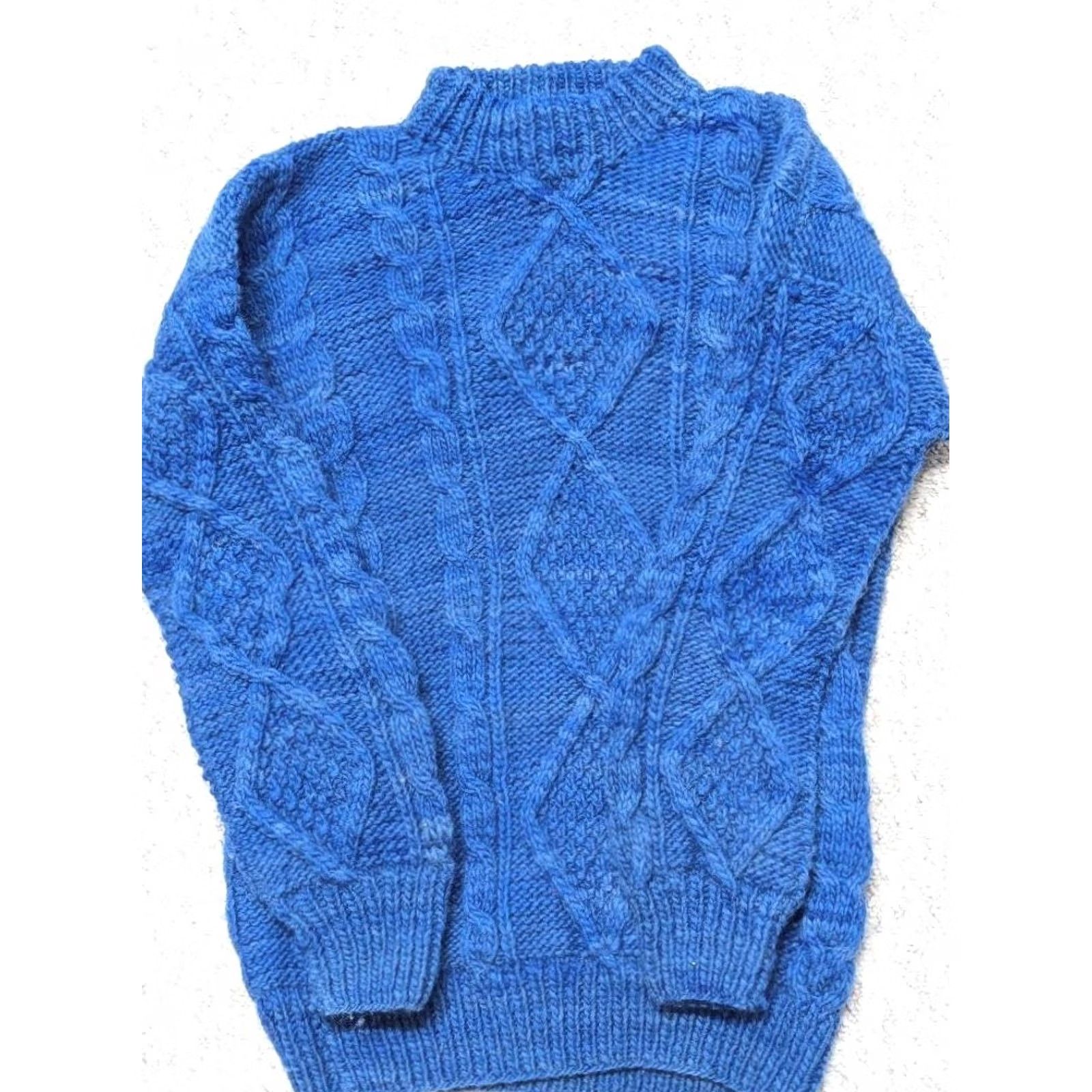 Vintage VINTAGE Woolies ARAN Sweater XL Men Long Sleeve Knit Wool Mock Neck Blue Tall/Long Size US XL / EU 56 / 4 - 6 Thumbnail