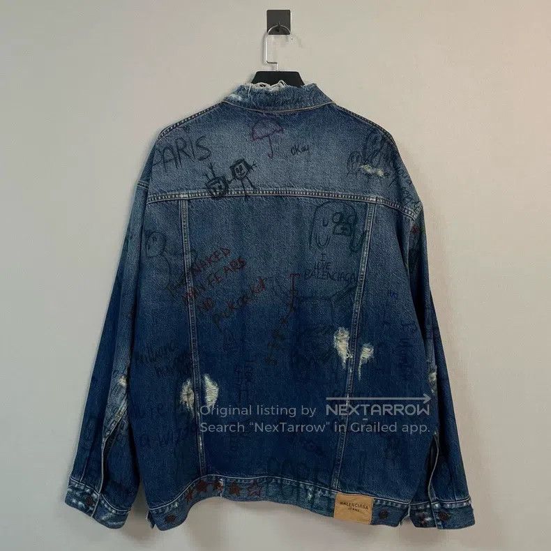 Balenciaga Balenciaga Graffiti Printed Denim Jacket Size US M / EU 48-50 / 2 - 2 Thumbnail