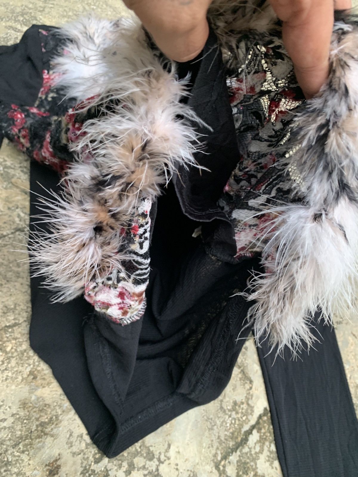 Japanese Brand y2k Unknown Fur Floral Trim Multicolor Longsleeve Mesh Top Size S / US 4 / IT 40 - 7 Thumbnail