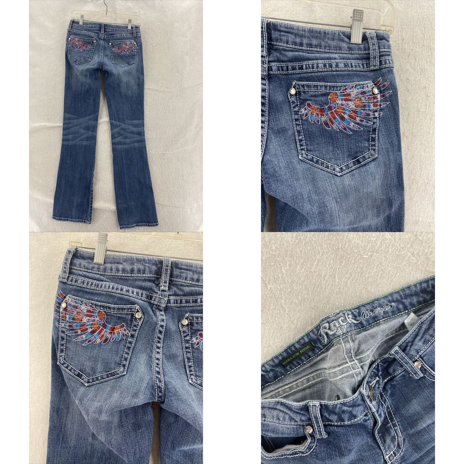 Wrangler Wrangler Rock 47 Womens Blue Denim Bootcut Jeans 1X Large Low Rise Size 25" / US 0 / IT 36 - 8 Thumbnail