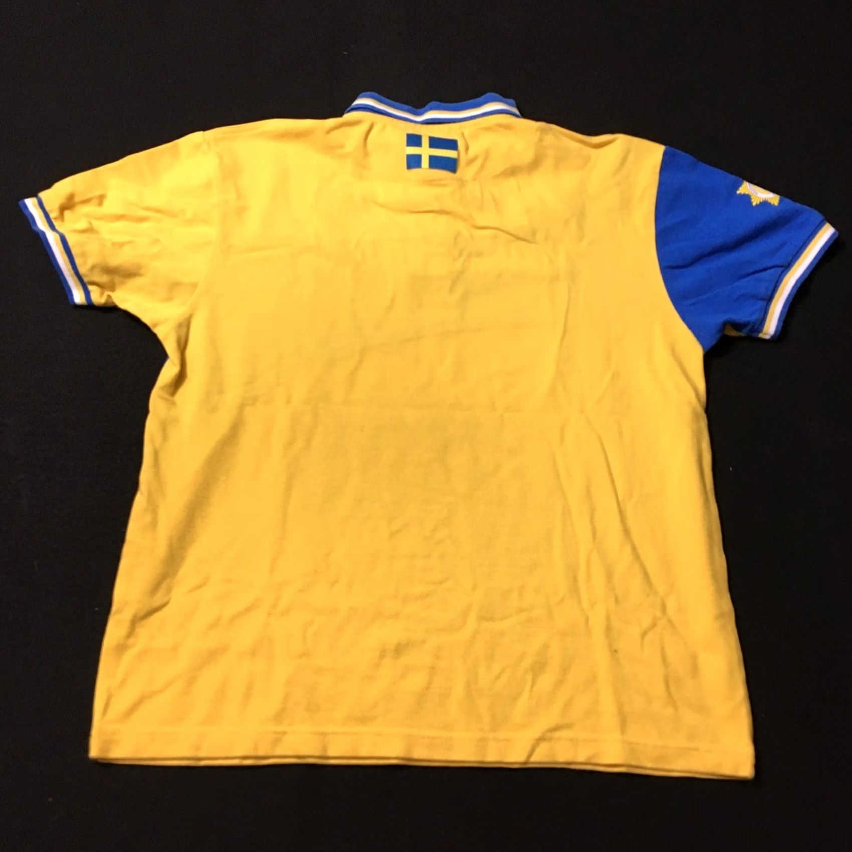 Vintage National Team SWEDEN POLO SHIRT Large - Yellow & Blue Flag Design Shirt Men L BLUE YELLOW Sweden Flag 90s Theme Mens Size US L / EU 52-54 / 3 - 8 Thumbnail