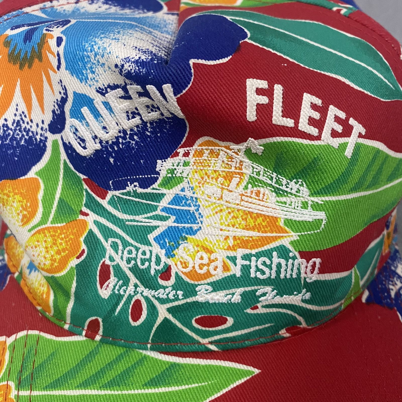 Other Vtg Queen Fleet Deep Sea Fishing Florida Hat Floral Hawaiian Size ONE SIZE - 2 Thumbnail
