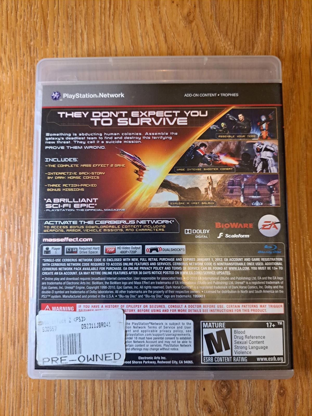 Other COMPLETE Mass Effect 2 PS3 Playstation 3 Video Game Size ONE SIZE - 2 Thumbnail