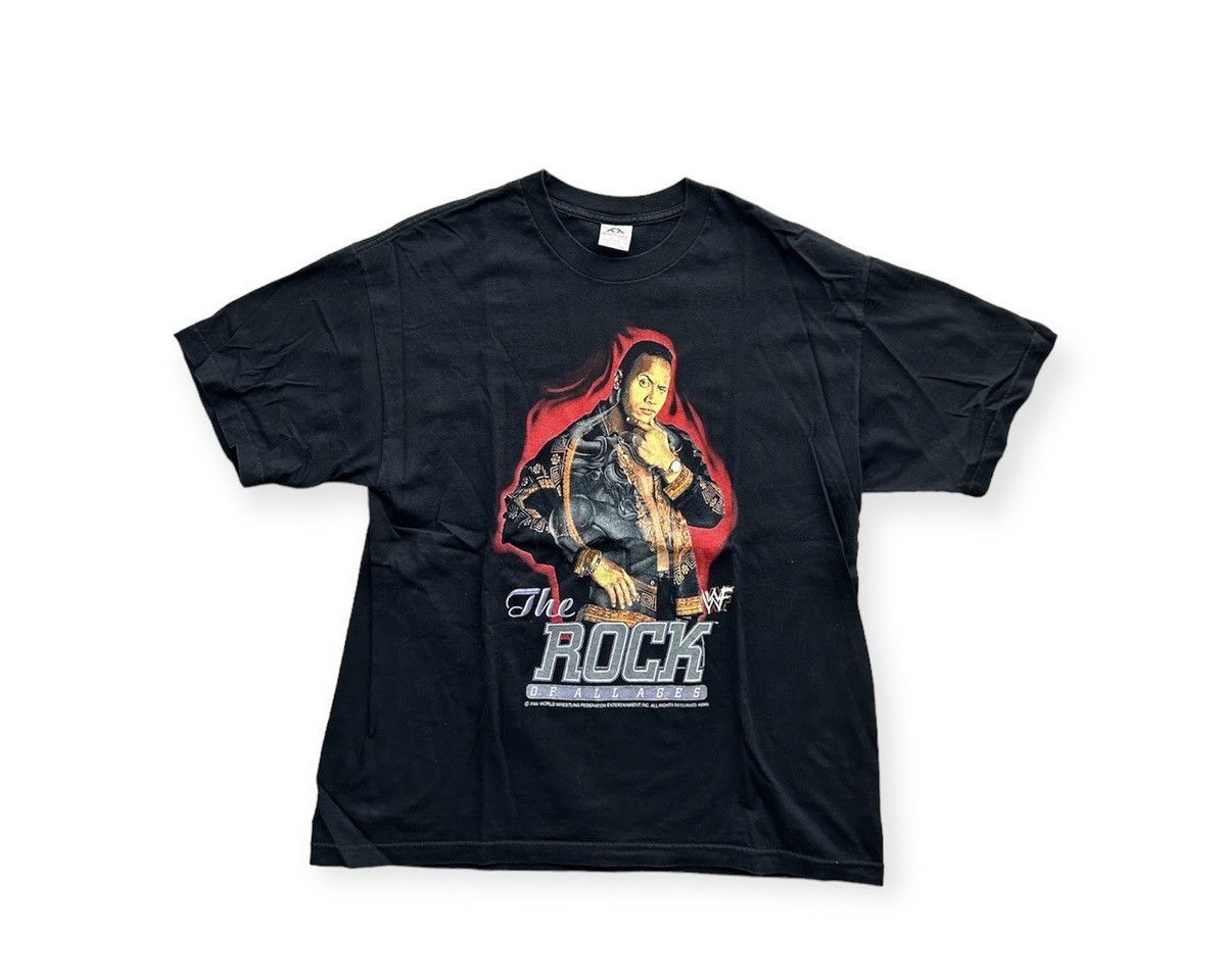 image of Vintage Y2K 2000 The Rock Wwe Tee in Black, Men's (Size XL)