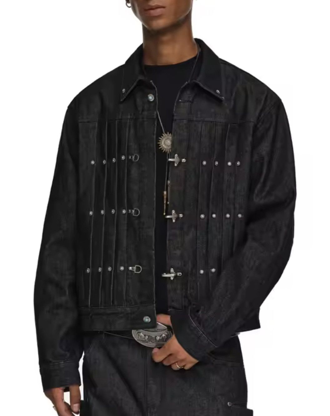 Japanese Brand Toggle Pleated Denim Jacket Size US M / EU 48-50 / 2 - 6 Thumbnail