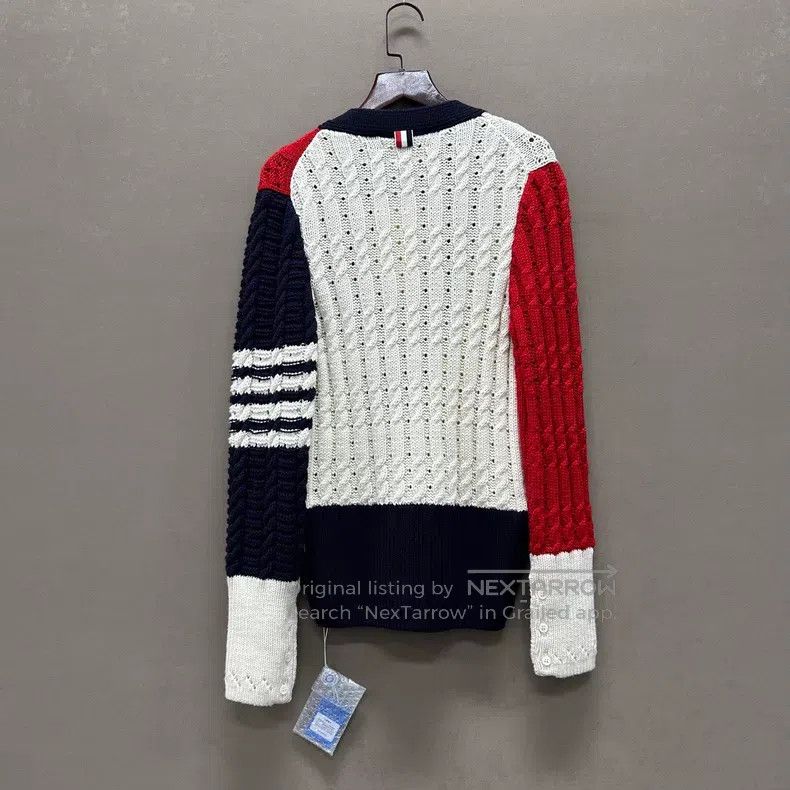 Thom Browne Thom Browne Beige Four-Stripe Wool Cardigan Jacket Size US XXS / EU 40 - 2 Thumbnail