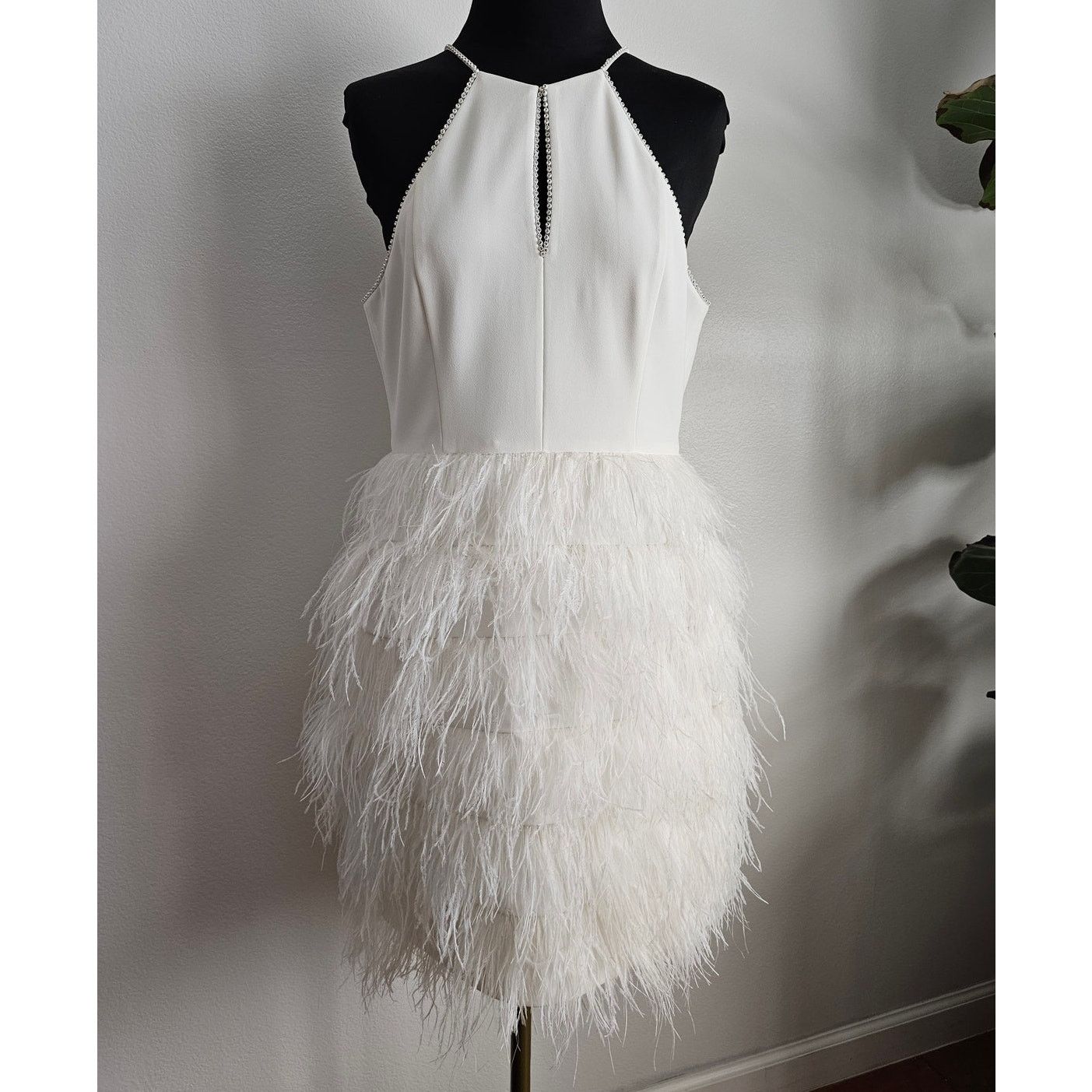 Parker Parker Black Ivory Feather Donna Mini Cocktail Party Dress 4 Size S / US 4 / IT 40 - 3 Thumbnail