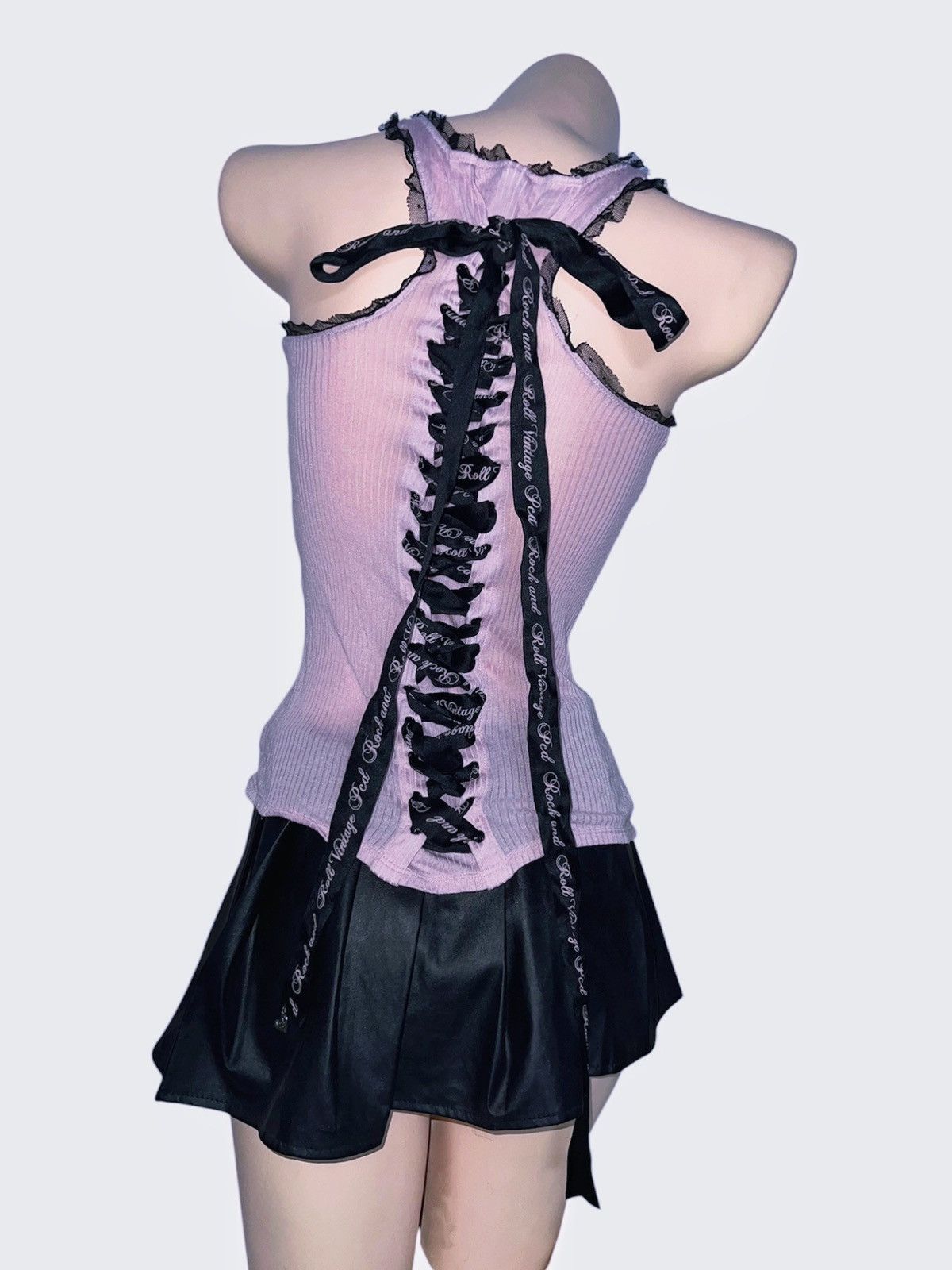 Japanese Brand Pussycat Dolls Shhh…lolita lace up tank top 🎀🖤 Size M / US 6-8 / IT 42-44 - 3 Thumbnail