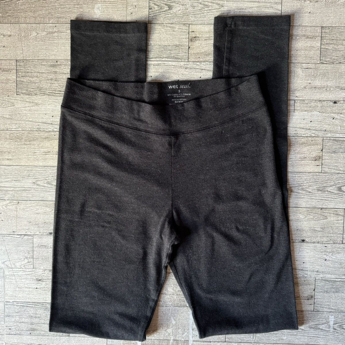 Vintage Retro, Wet Seal, Dark Heather Gray, Low Rise, Solid Leggings Size 27" / US 4 / IT 40 - 3 Thumbnail
