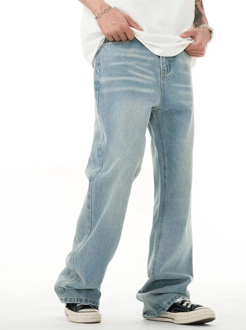 Japanese Brand × Jean Men's washed distressed casual light blue jeans Size US 32 / EU 48 - 3 Thumbnail
