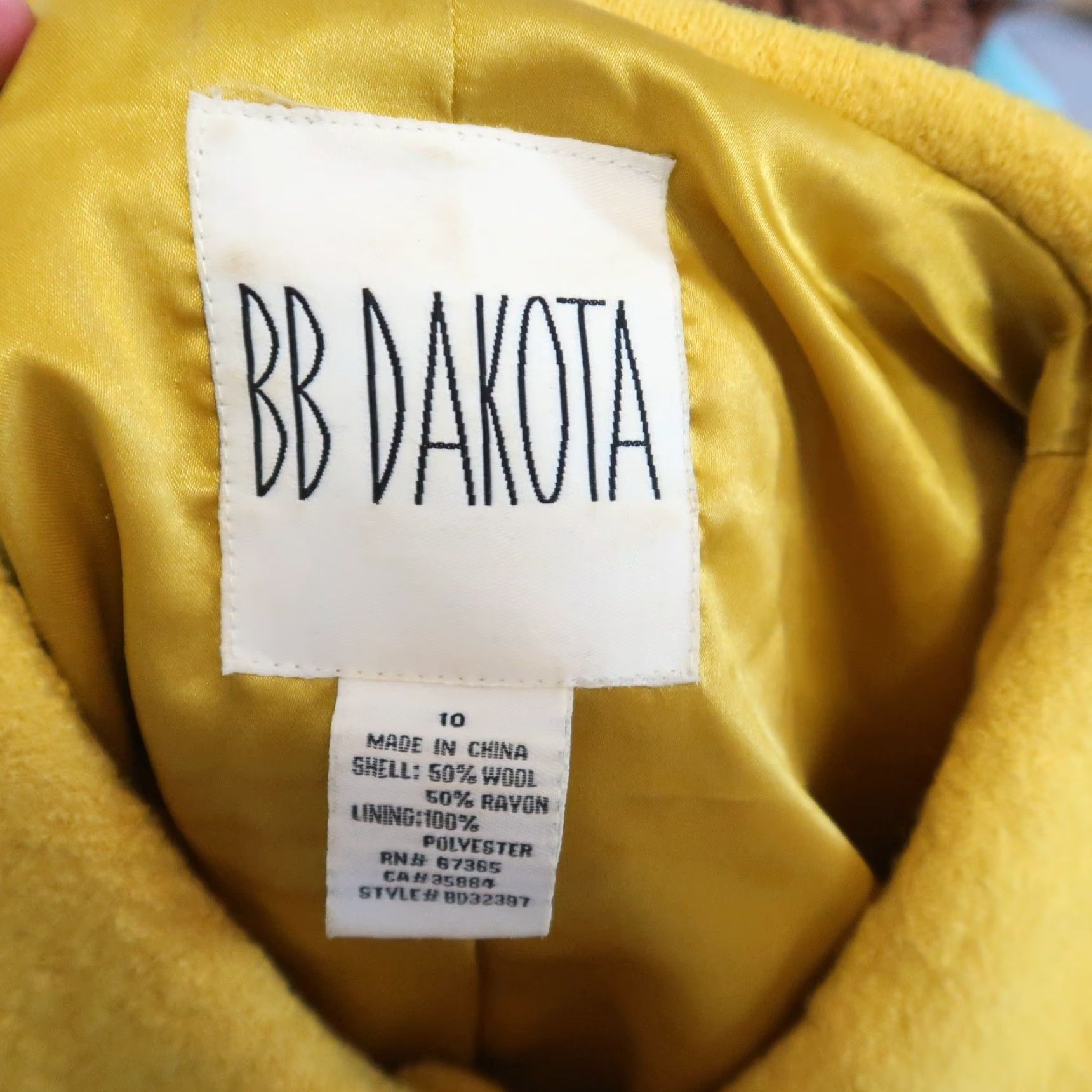 BB Dakota BB Dakota Jacket Womens Short Button Front Wool Blend Yellow 10 3/4 Sleeve Vintage Hipster Fall Spring Workwear Casual Size L / US 10 / IT 46 - 5 Thumbnail