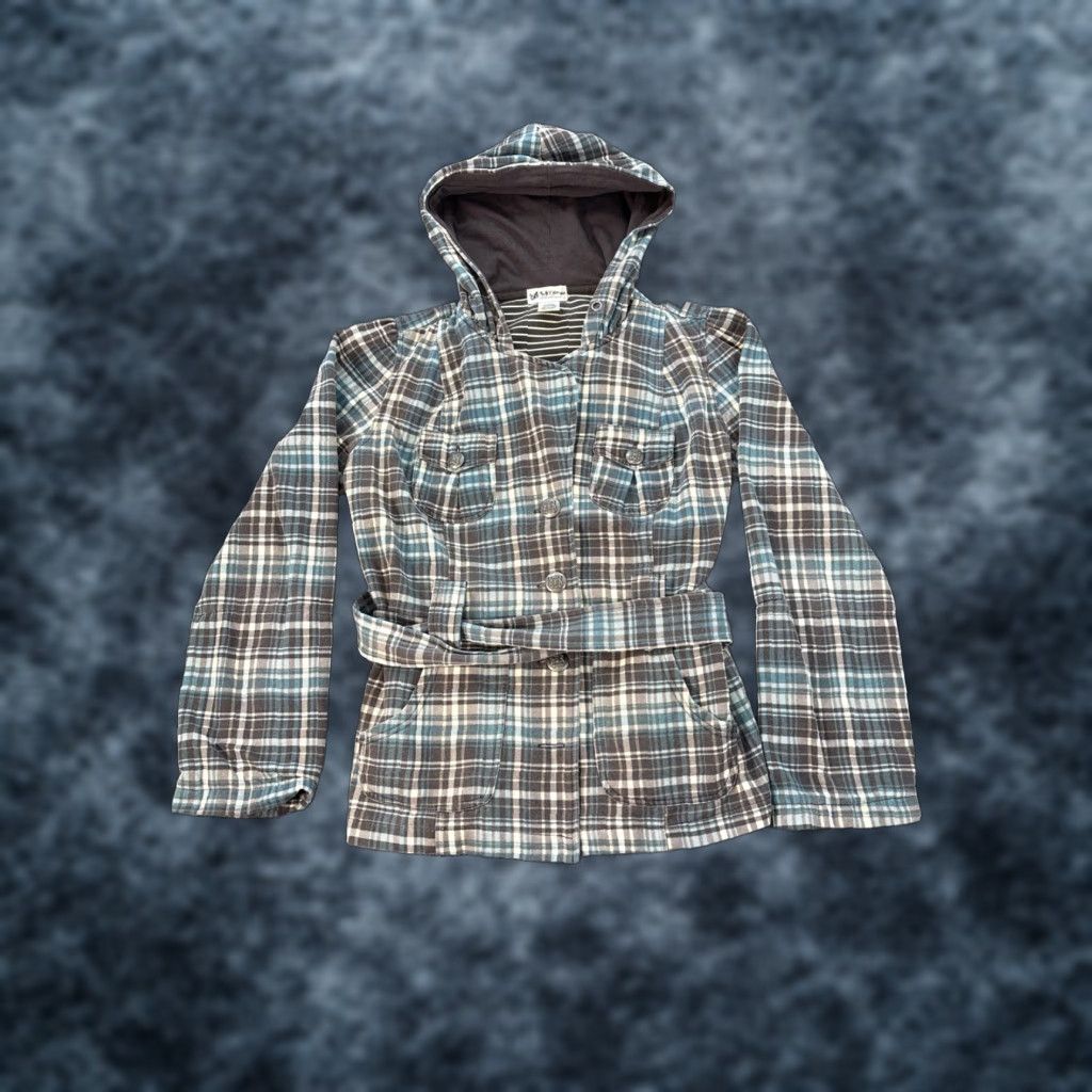 Vintage VINTAGE Self Esteem Hoodie Womens Large Plaid Belted Tie Button Boho Y2K Brown Girls? Mens? Size L / US 10 / IT 46 - 1 Thumbnail