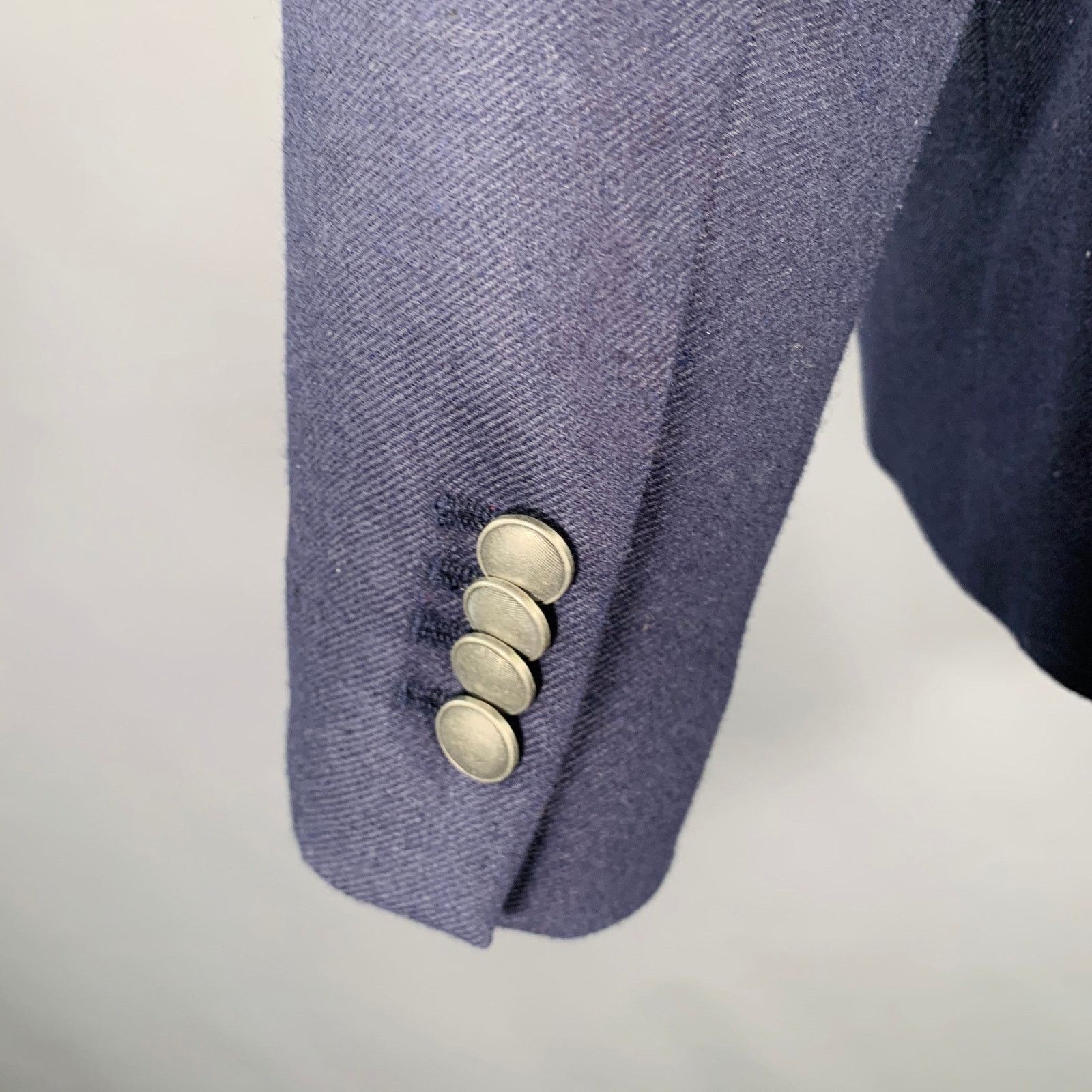 Other Size 38 Navy Twill Wool Blend Notch Lapel Sport Coat Size 38R - 4 Thumbnail
