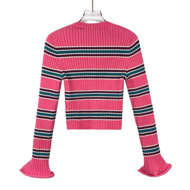 Louis Vuitton Louis Vuitton 22 pink striped wool knit jacket with round Size M / US 6-8 / IT 42-44 - 2 Thumbnail