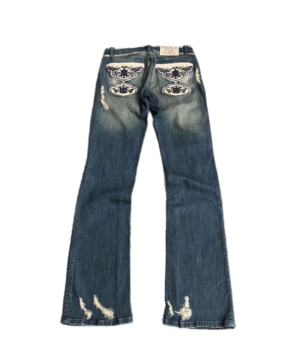 People 4 Peace Flared Distressed Floral Embroidered