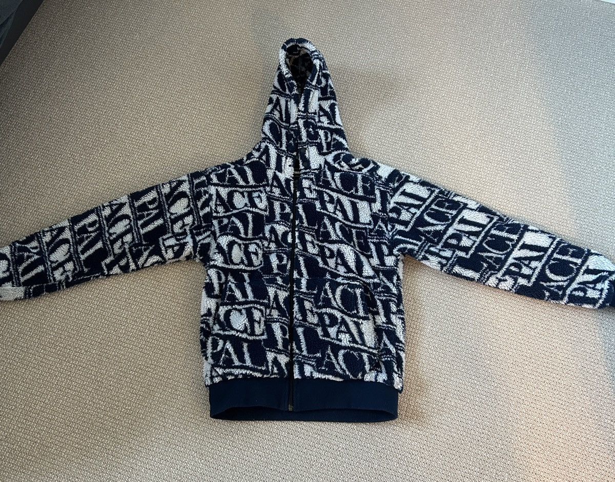 image of Palace Fleece Zip Up Jacket in Blue, Men's (Size Small)