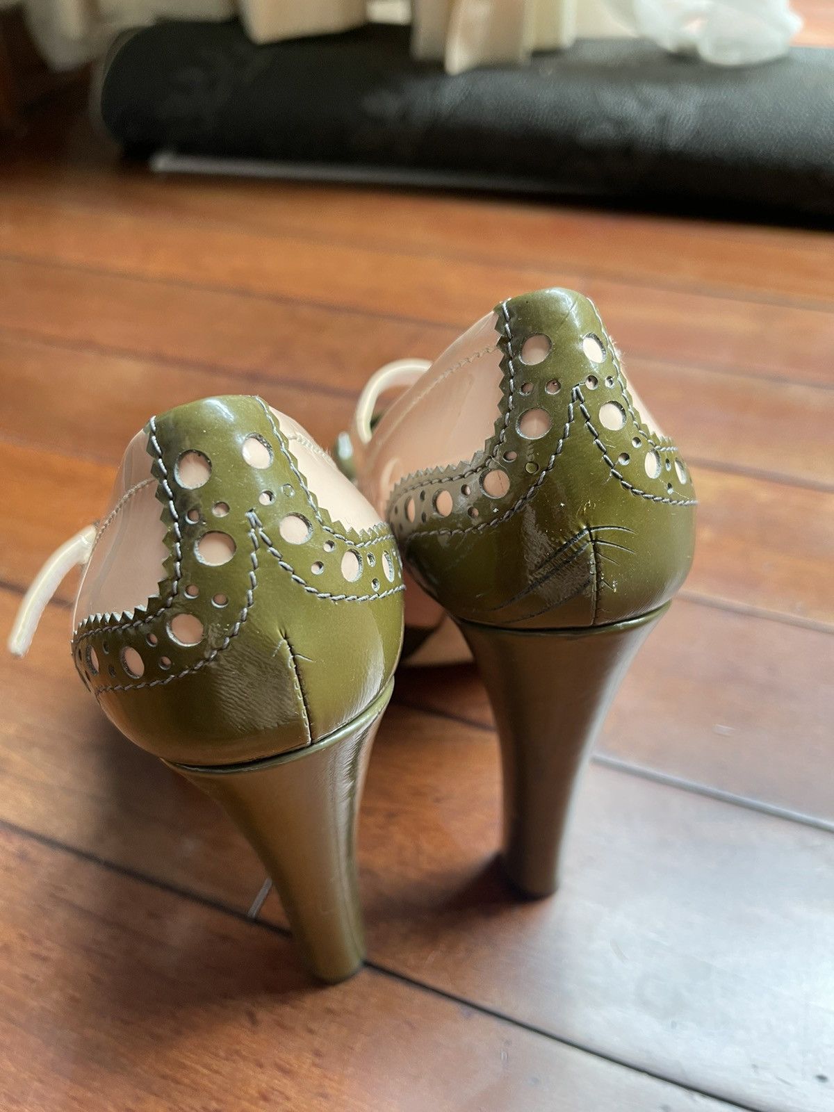 Miu Miu Miu Miu cream and moss green Mary Jane platform heels Size US 6 / IT 36 - 3 Thumbnail