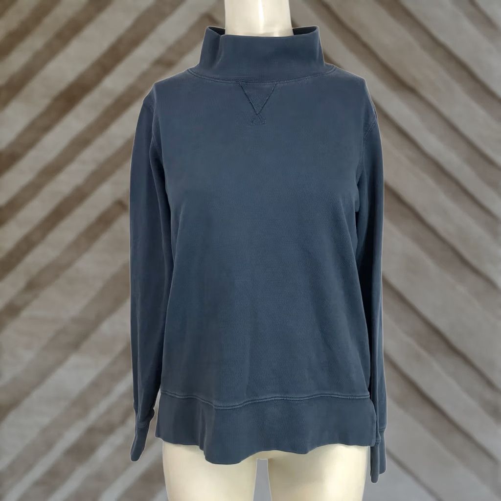 Marine Layer MARINE LAYER WOMEN'S SMALL BLUE LONG SLEEVE COTTON TOP SHIRT MOCK COLLAR Size S / US 4 / IT 40 - 1 Thumbnail