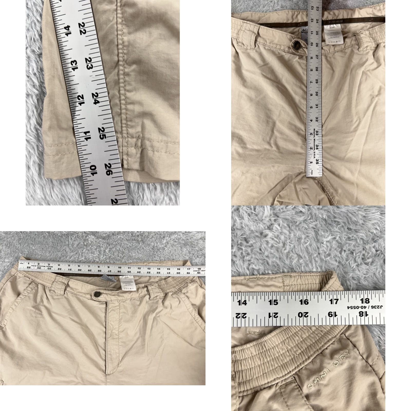 Vintage Columbia Pants Womens XL Beige Cargo Convertible 100% Nylon Titanium Size 40" / US 18 - 8 Thumbnail