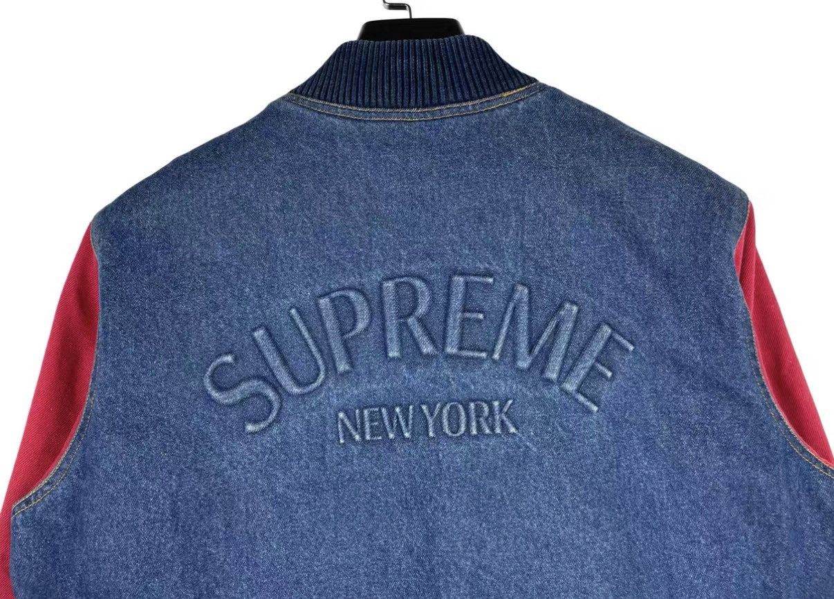 Supreme Supreme Denim Varsity Jacket Denim Baseball Jacket J31 Size US S / EU 44-46 / 1 - 5 Thumbnail