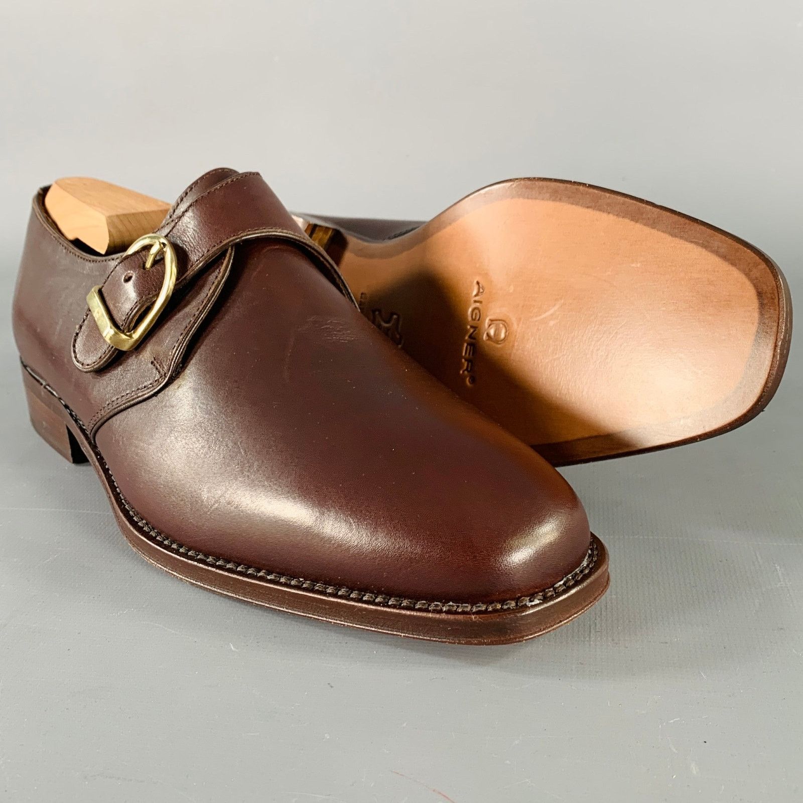 Aigner AIGNER Size 9.5 Brown Leather Monk Strap Loafers Shoes Size US 9.5 / IT 39.5 - 5 Thumbnail