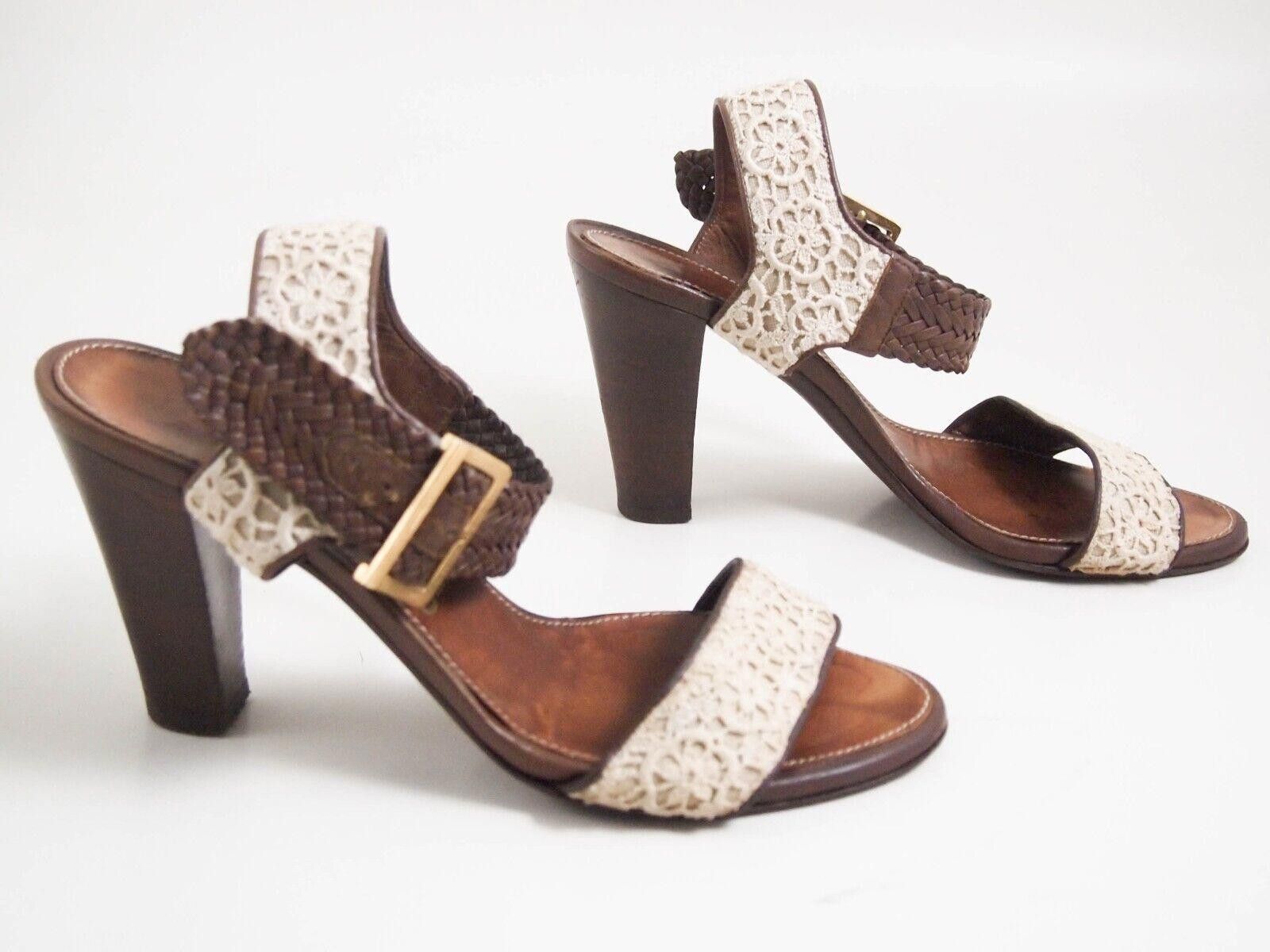 Salvatore Ferragamo Ferragamo Strappy Sandals Brown Leather Lace US 8 EU 38 C Size US 8 / IT 38 - 5 Thumbnail