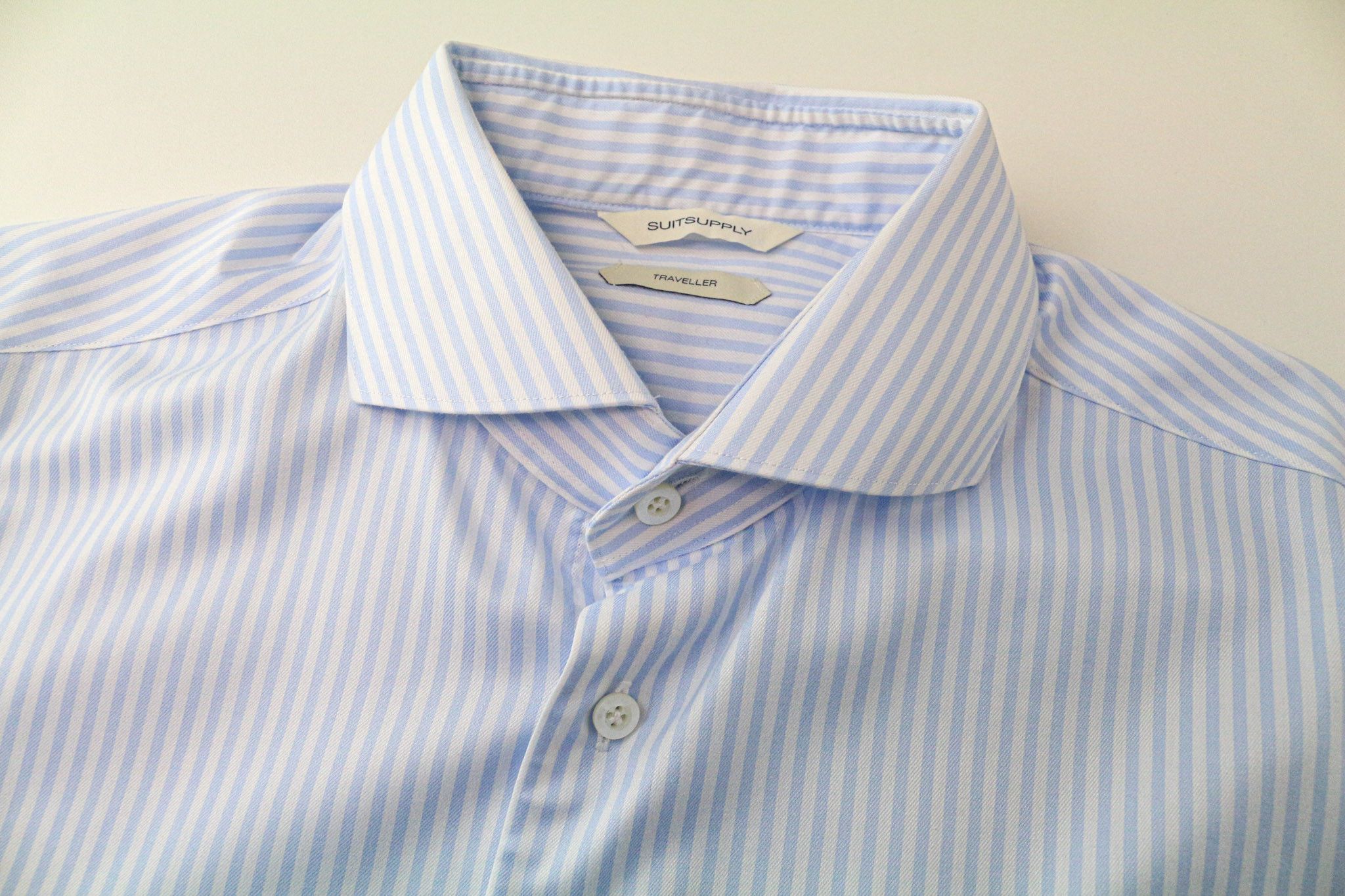 Suitsupply TRAVELLER 43 Extra Slim Blue Cotton Stripes Shirt 76363 Size 44R - 3 Thumbnail