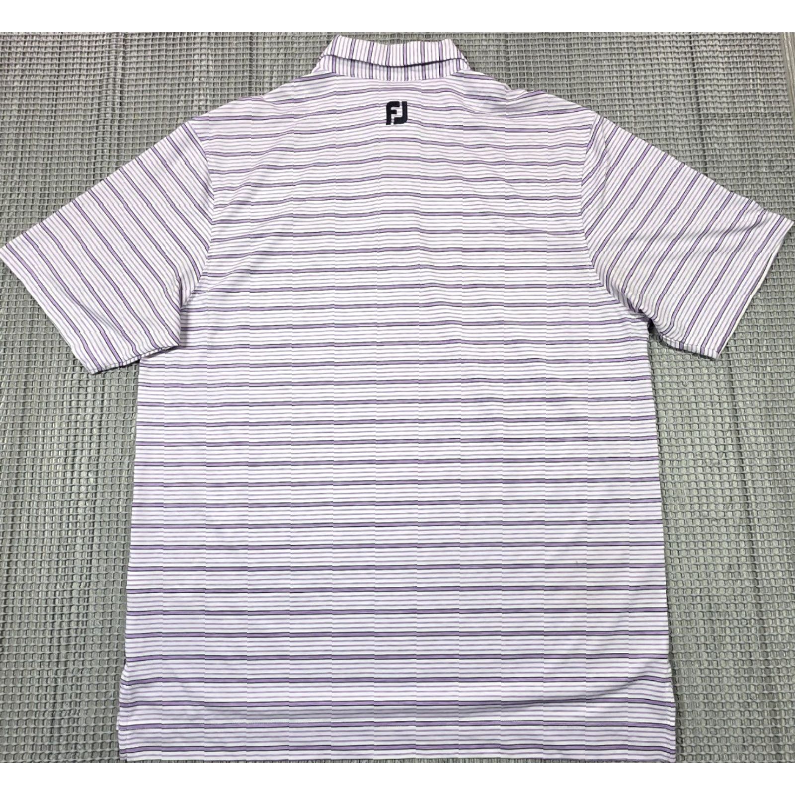Footjoy FootJoy FJ Mens L Short Sleeve Pink White Stripe Performance Golf Polo Shirt Size US L / EU 52-54 / 3 - 7 Thumbnail