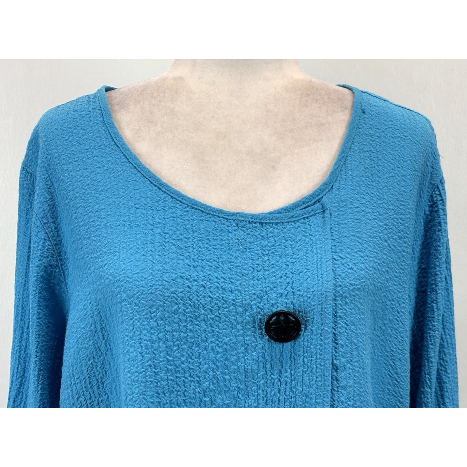 Vintage Ali Miles Tunic Top Shirt Sz Large Women’s Blue Lagenlook Black Buttons Crinkle Size L / US 10 / IT 46 - 5 Thumbnail