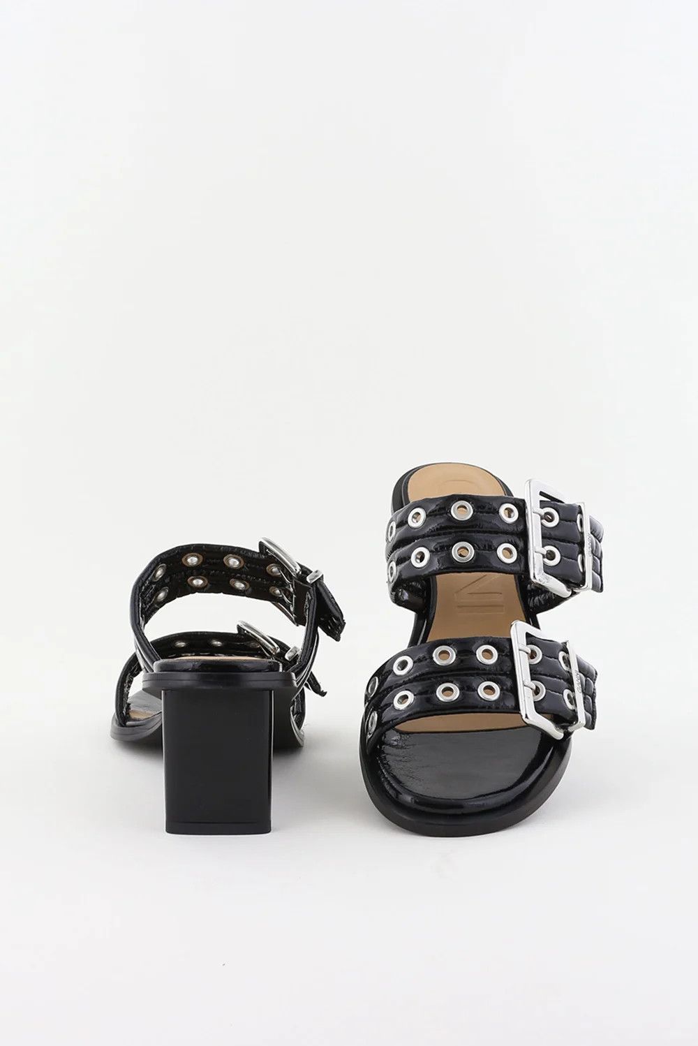 Ganni o1s22i1n1024 Patent Buckle Mules in Black Size US 6 / IT 36 - 3 Thumbnail