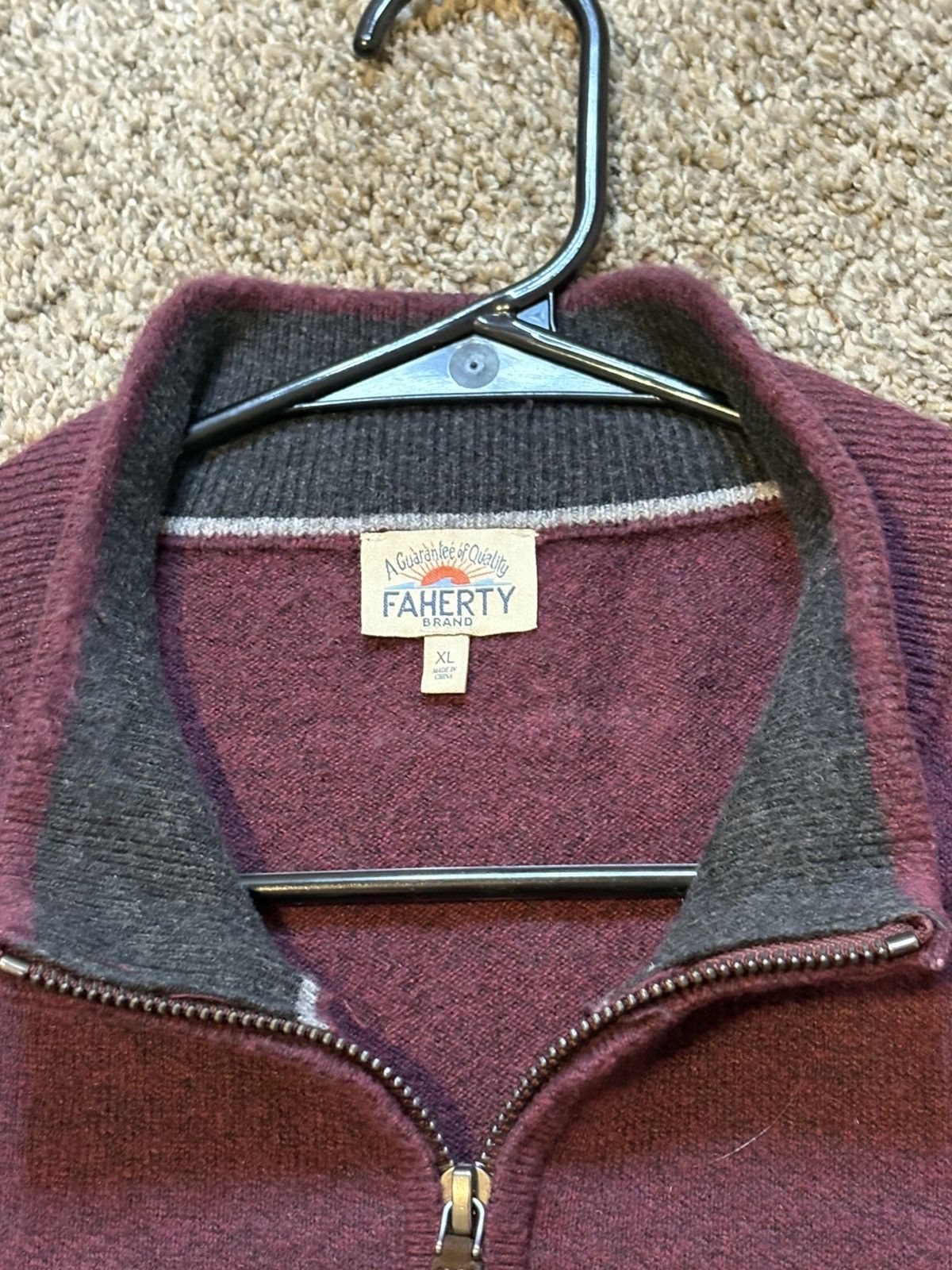 Faherty Faherty Jackson 1/4 Zip Pullover Sweater Mens XL Red Heather Size US XL / EU 56 / 4 - 7 Thumbnail