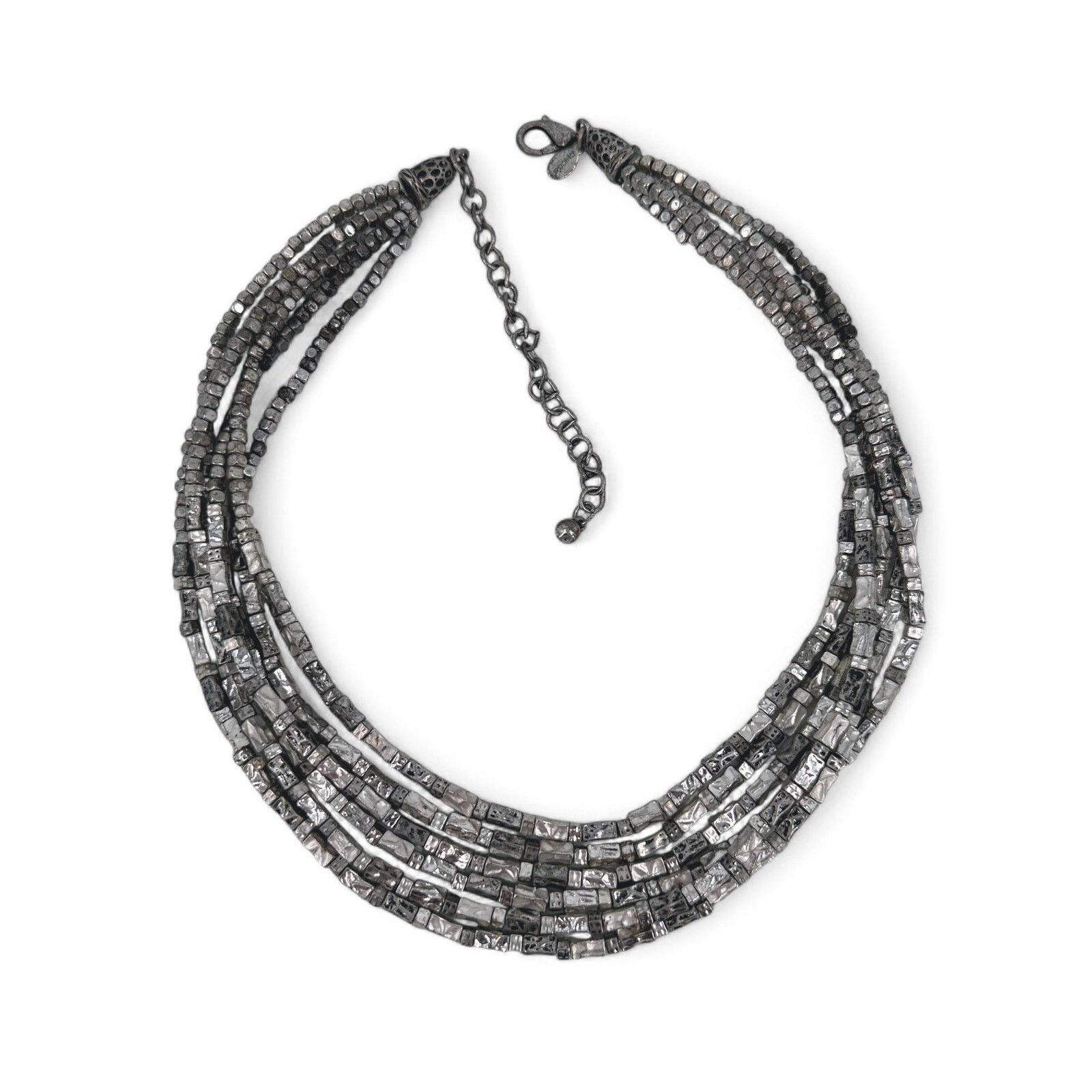 Chicos Chicos Multi Strand Necklace Square Silver Tone Beads Size ONE SIZE - 2 Thumbnail