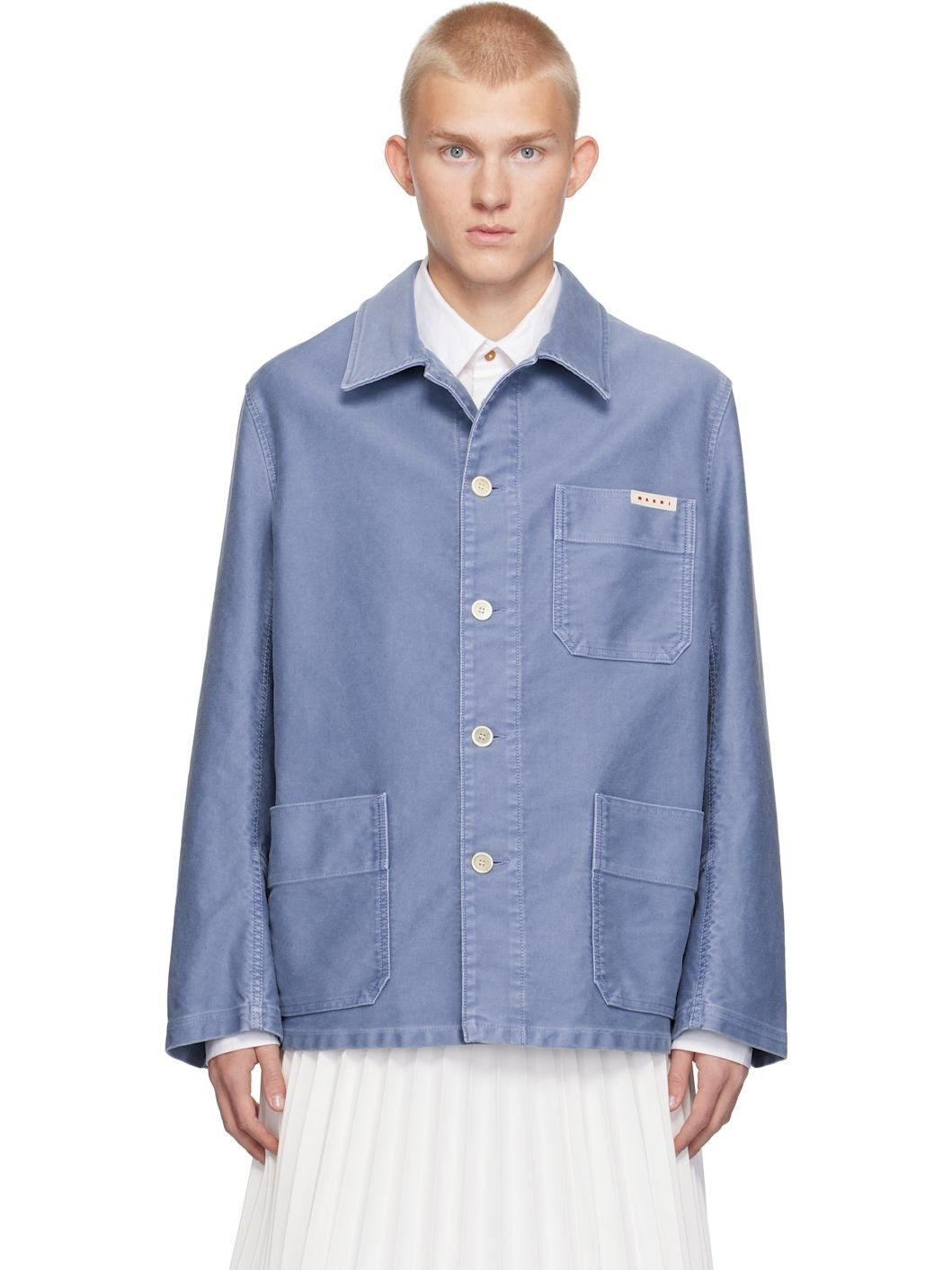Marni o1w1db11025 Workwear Jacket in Blue Size US L / EU 52-54 / 3 - 1 Thumbnail