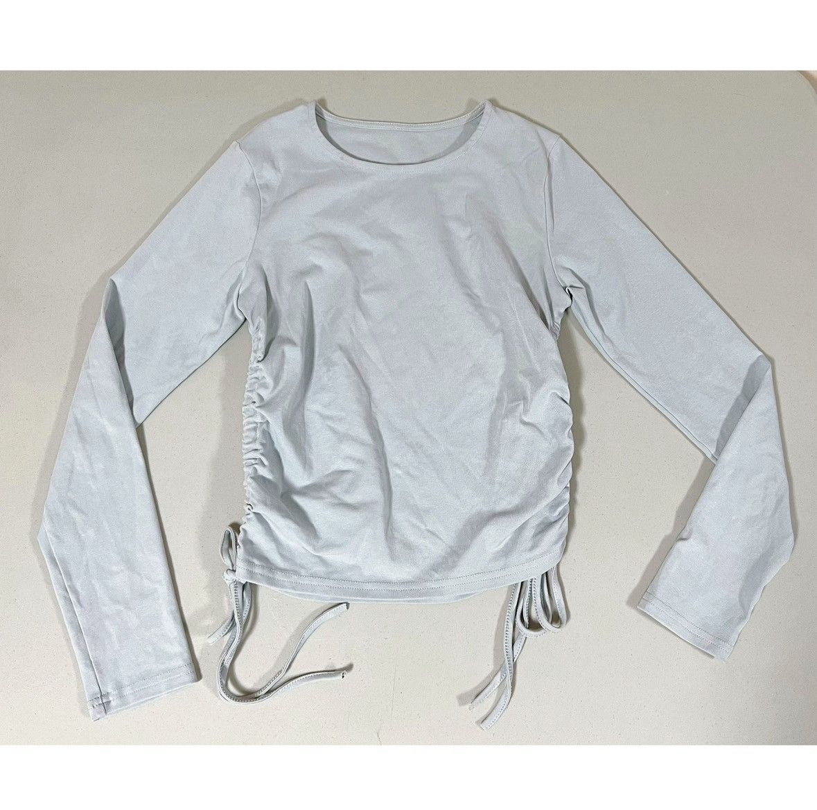 Japanese Brand Blue Ruched Long Sleeve Crewneck T-Shirt Top Tee Size S 🩵 Size S / US 4 / IT 40 - 4 Thumbnail